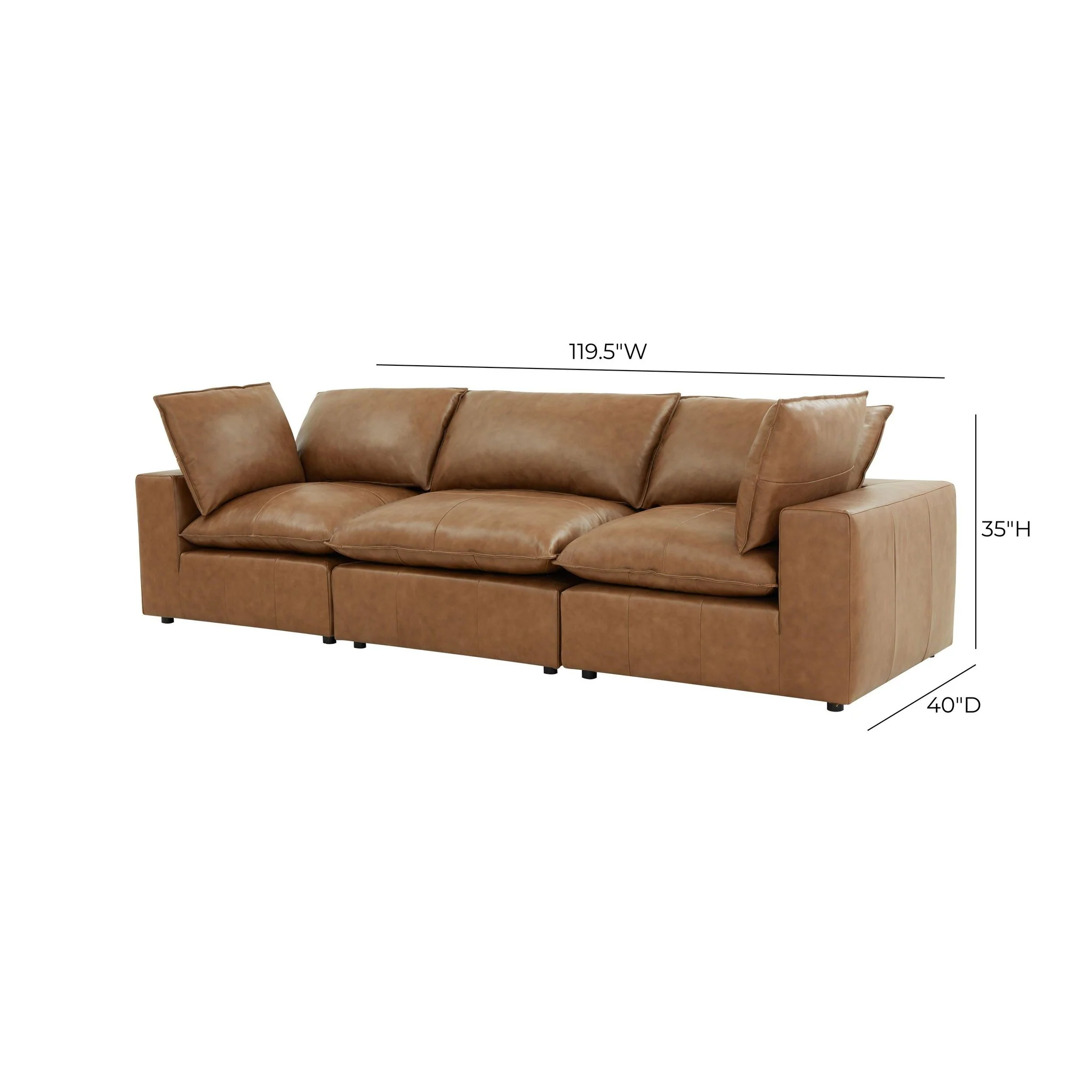 Cali Brown Leather Modular Sofa - Image 42
