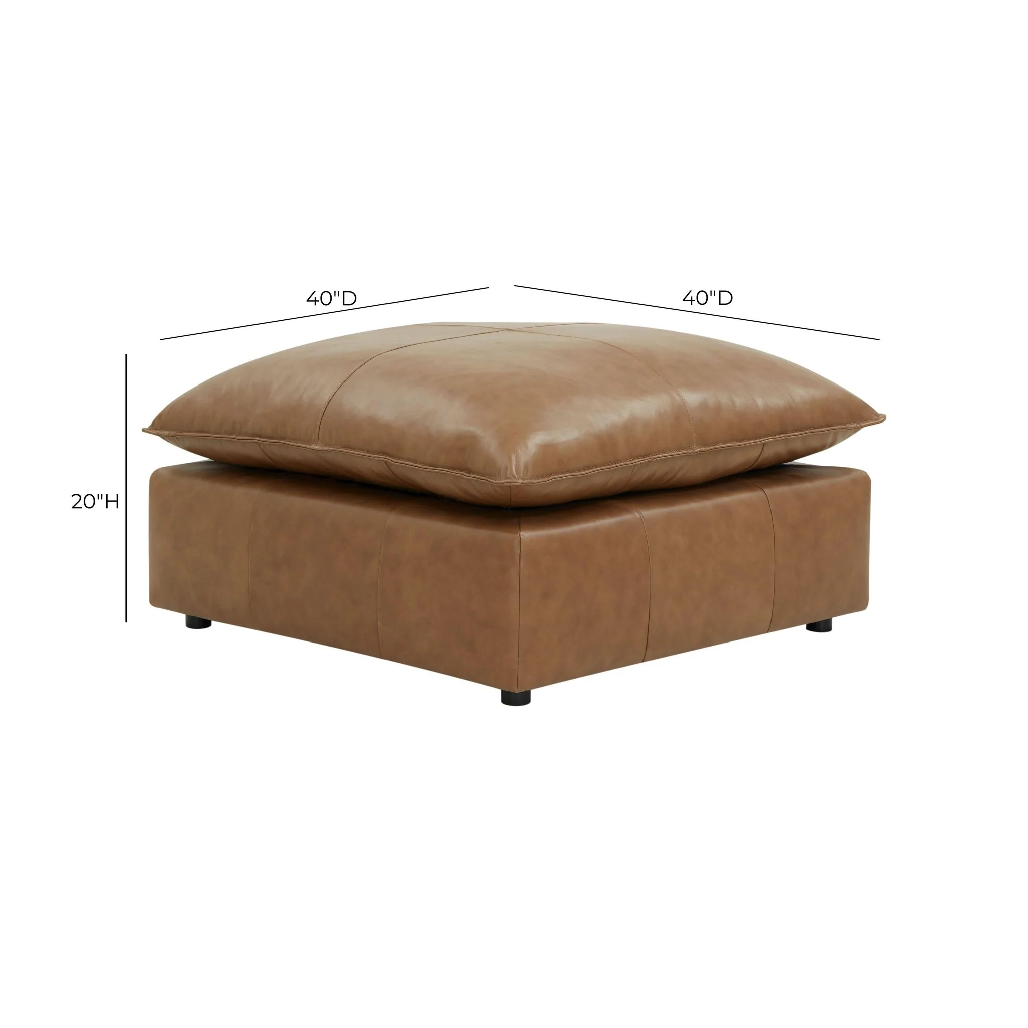 Cali Brown Leather Ottoman - Image 3