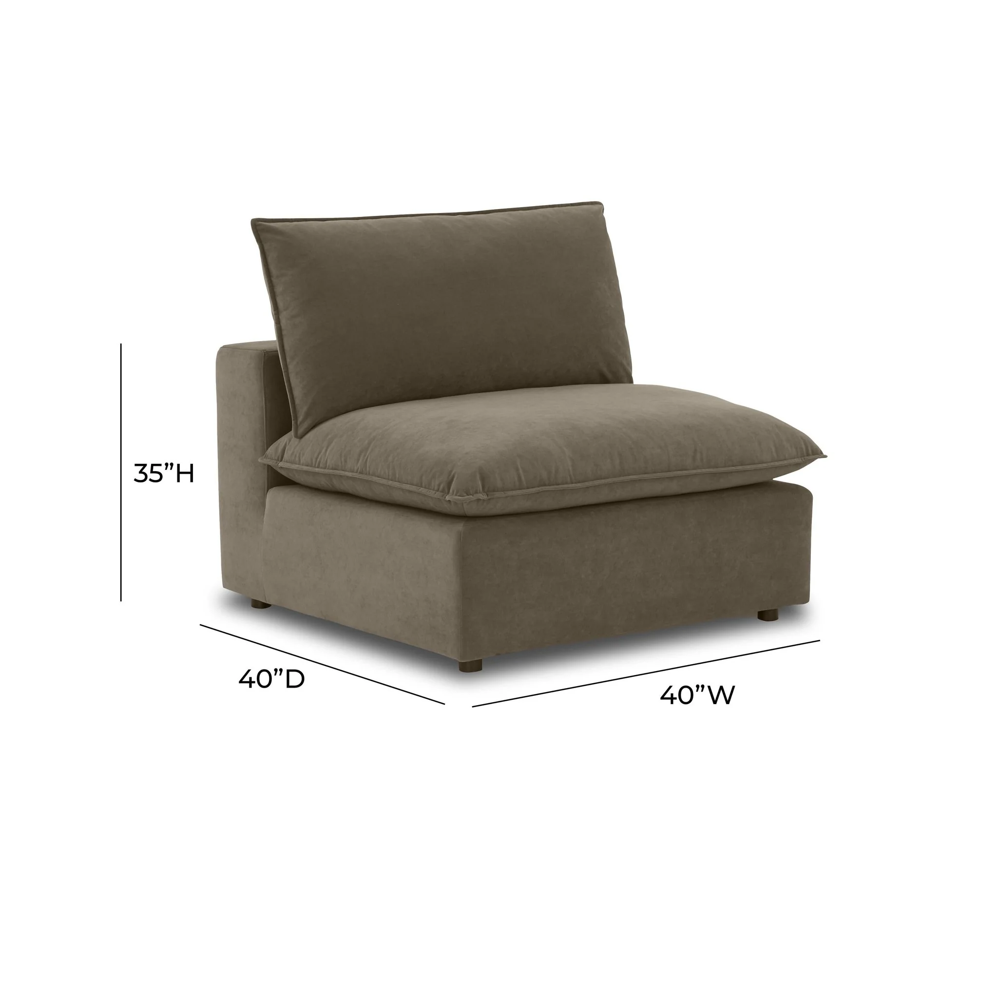 Cali Chocolate Brown Performance Velvet Armless Chair - Image 7