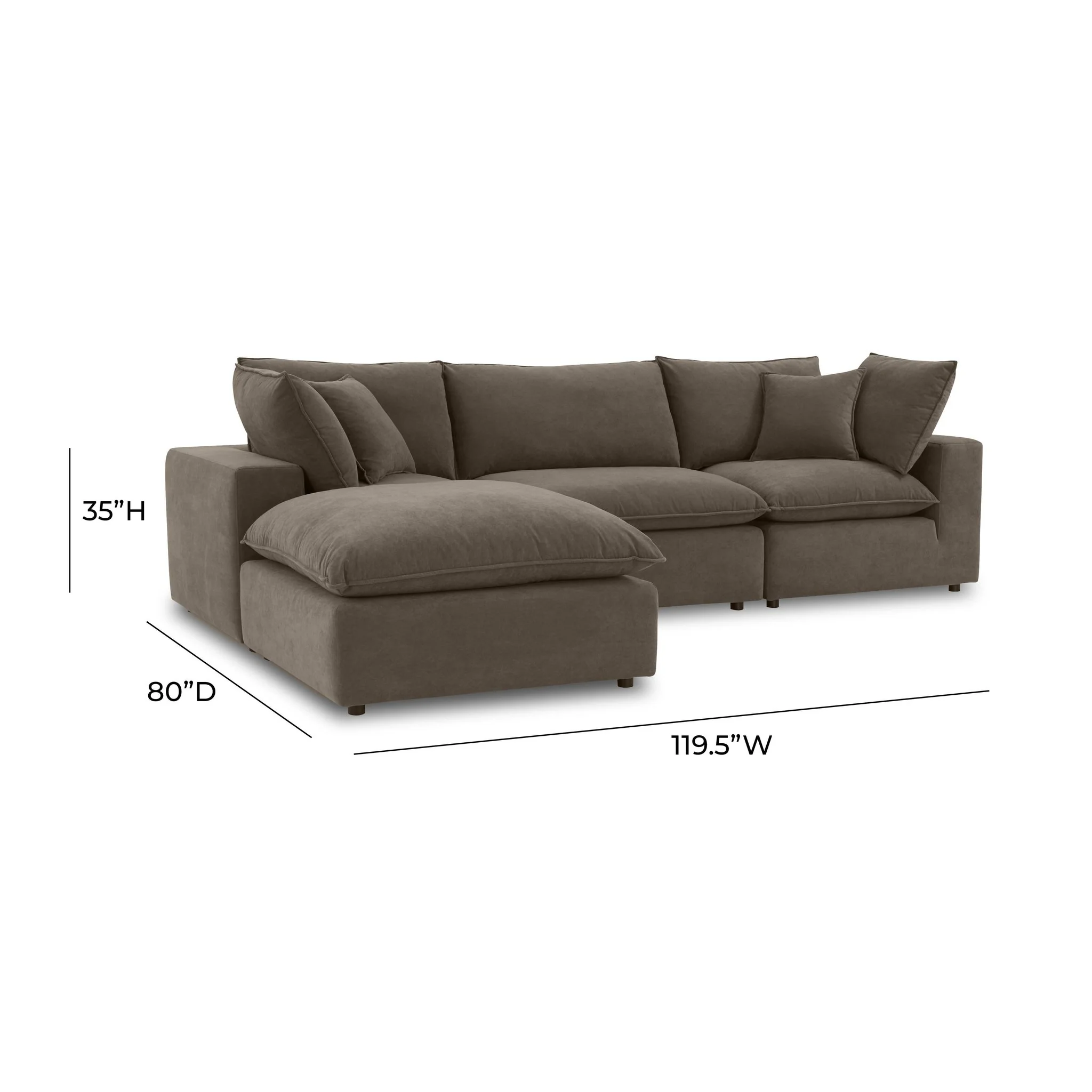 Cali Chocolate Brown Performance Velvet Modular Sectional - Image 14