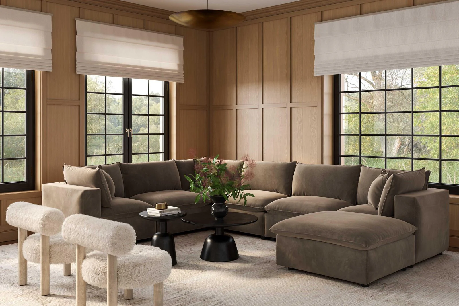 Cali Chocolate Brown Performance Velvet Modular Sectional - Image 5