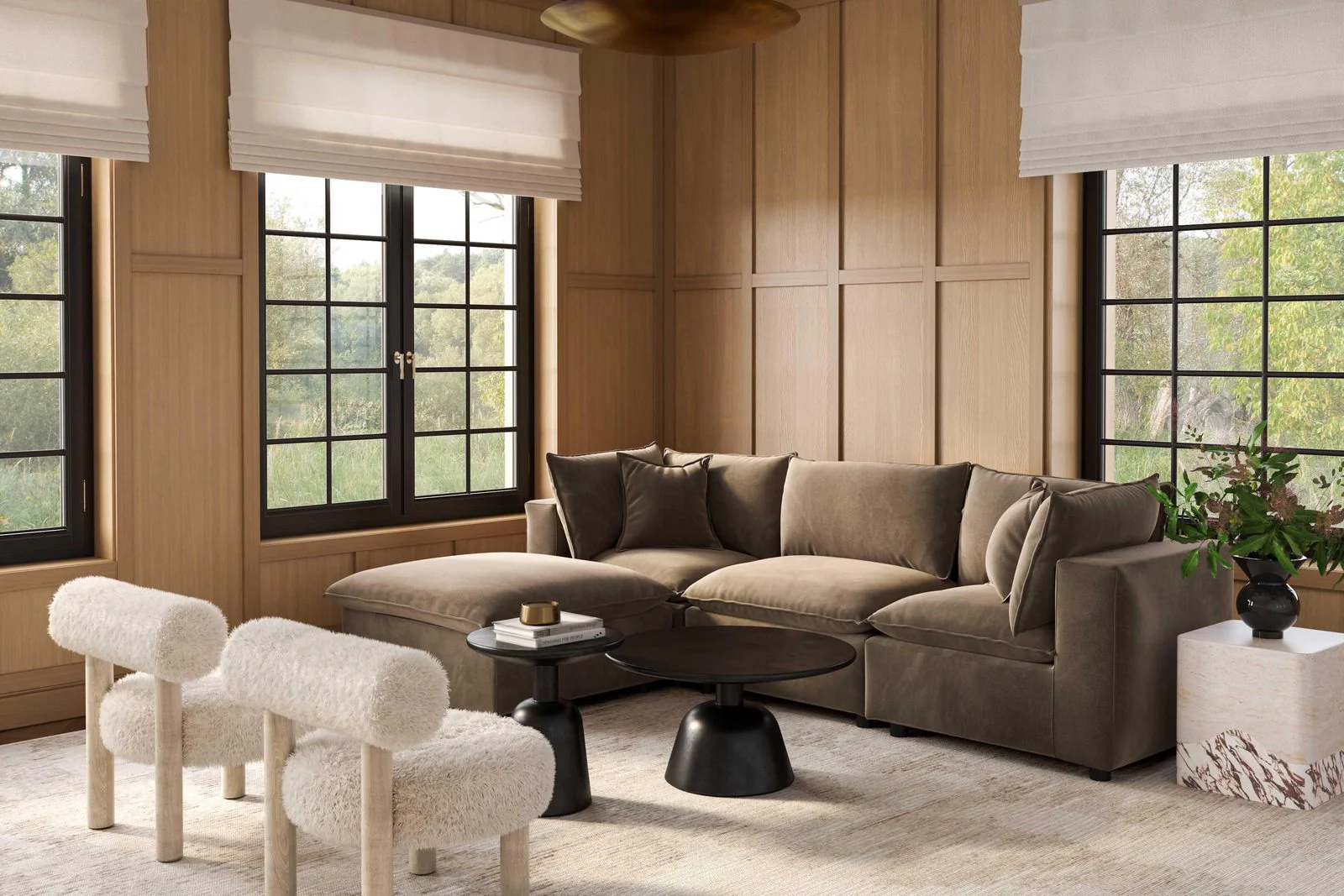 Cali Chocolate Brown Performance Velvet Modular Sectional - Image 6