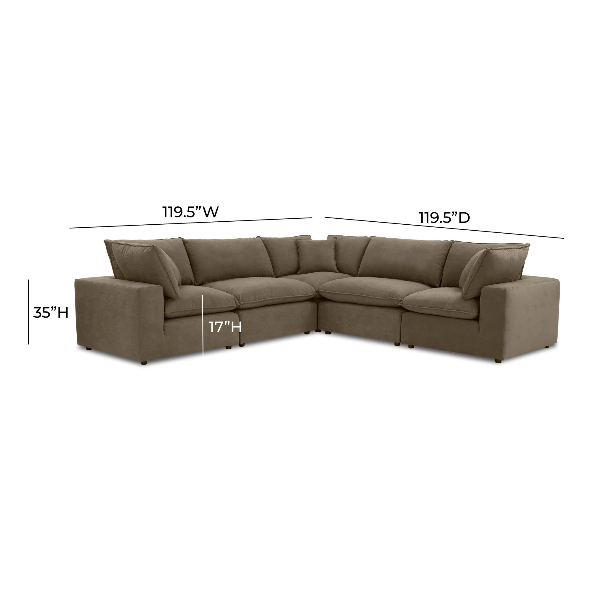 Cali Chocolate Brown Performance Velvet Modular Sofa - Image 25
