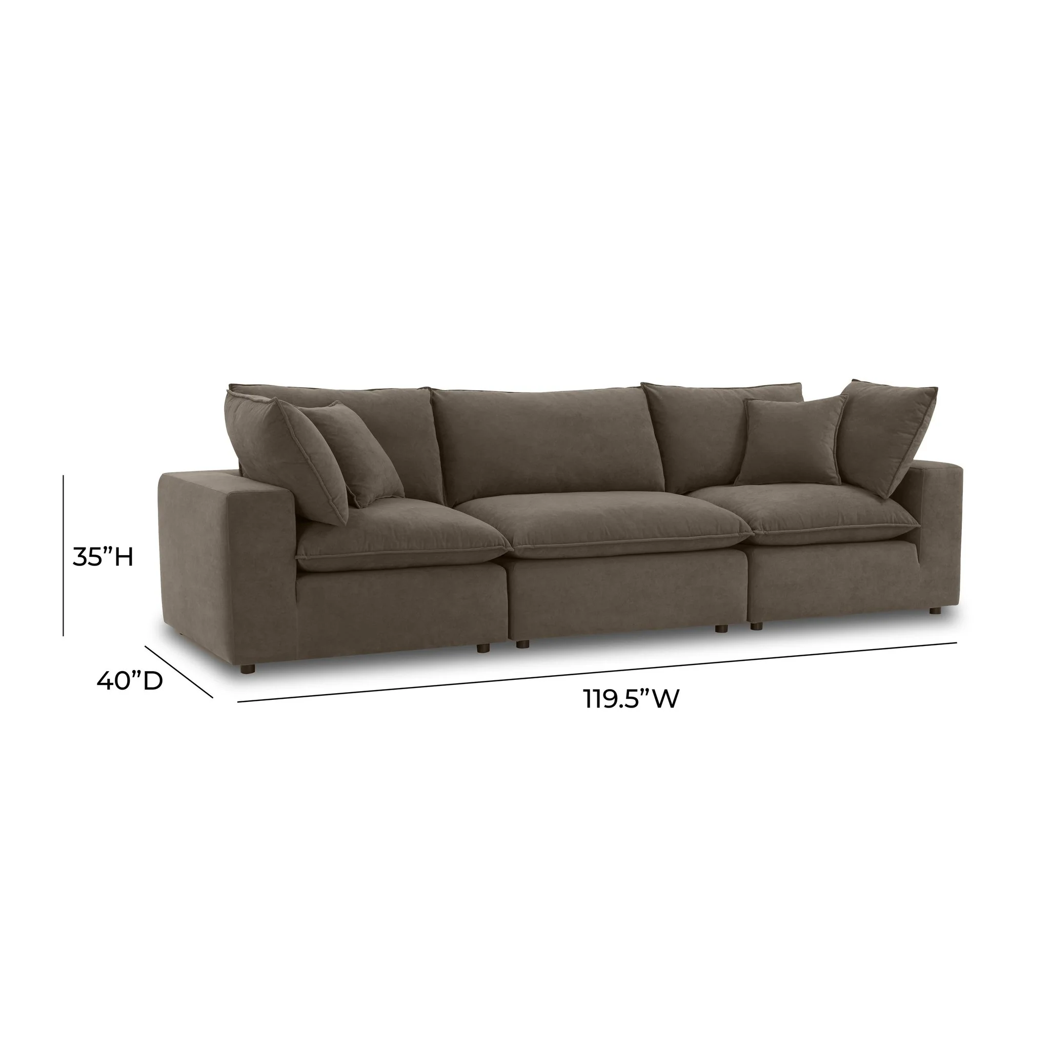 Cali Chocolate Brown Performance Velvet Modular Sofa - Image 6