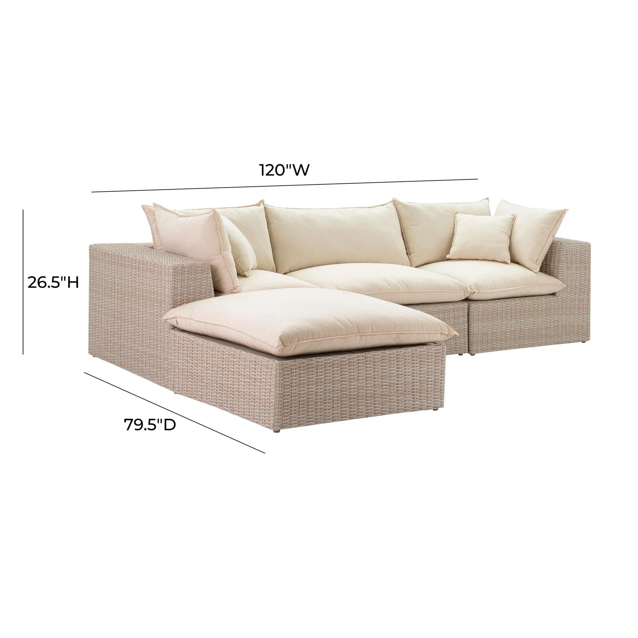 Cali Natural Wicker Outdoor Modular Sectional - Image 9