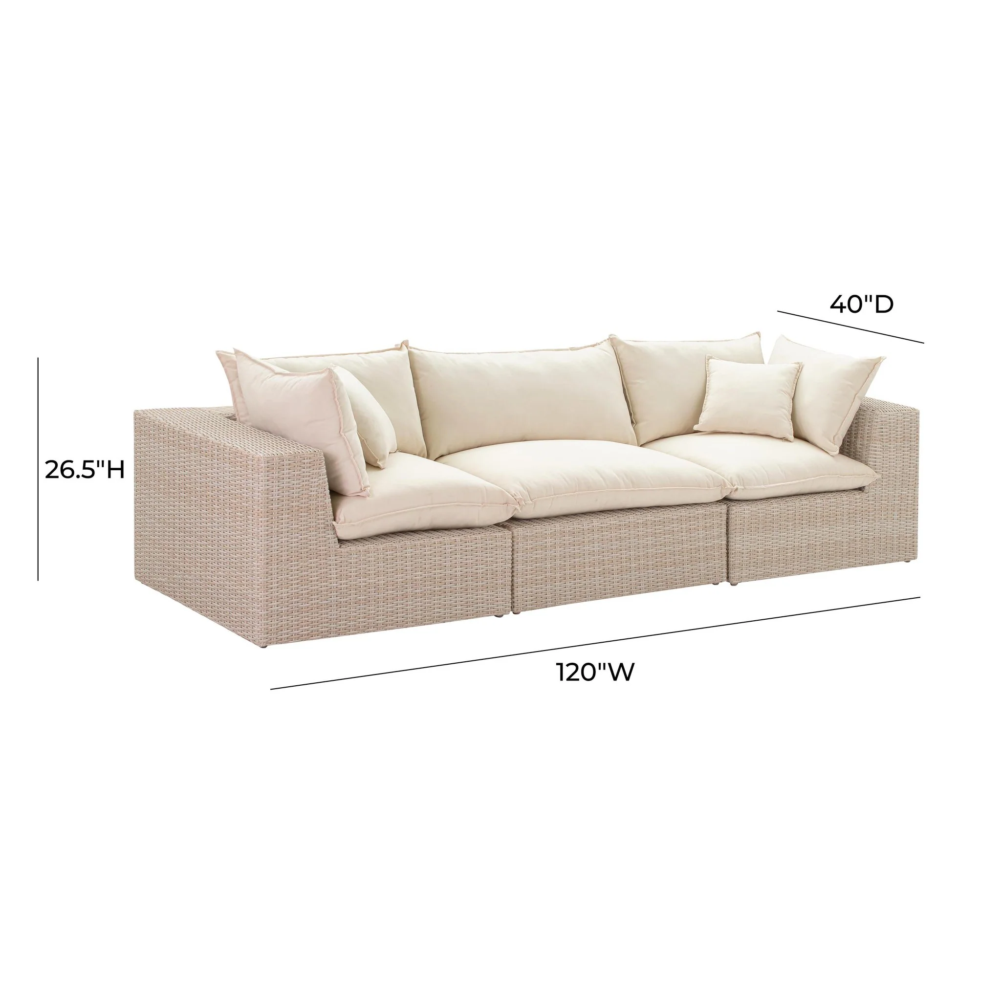Cali Natural Wicker Outdoor Modular Sofa - Image 9