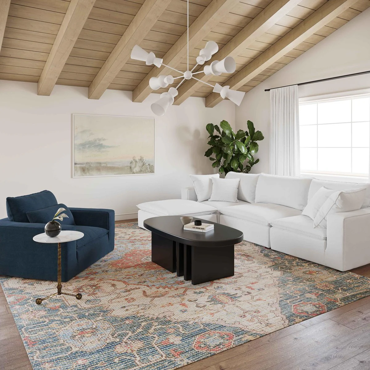 Cali Navy Performance Fabric Arm Chair - Image 2