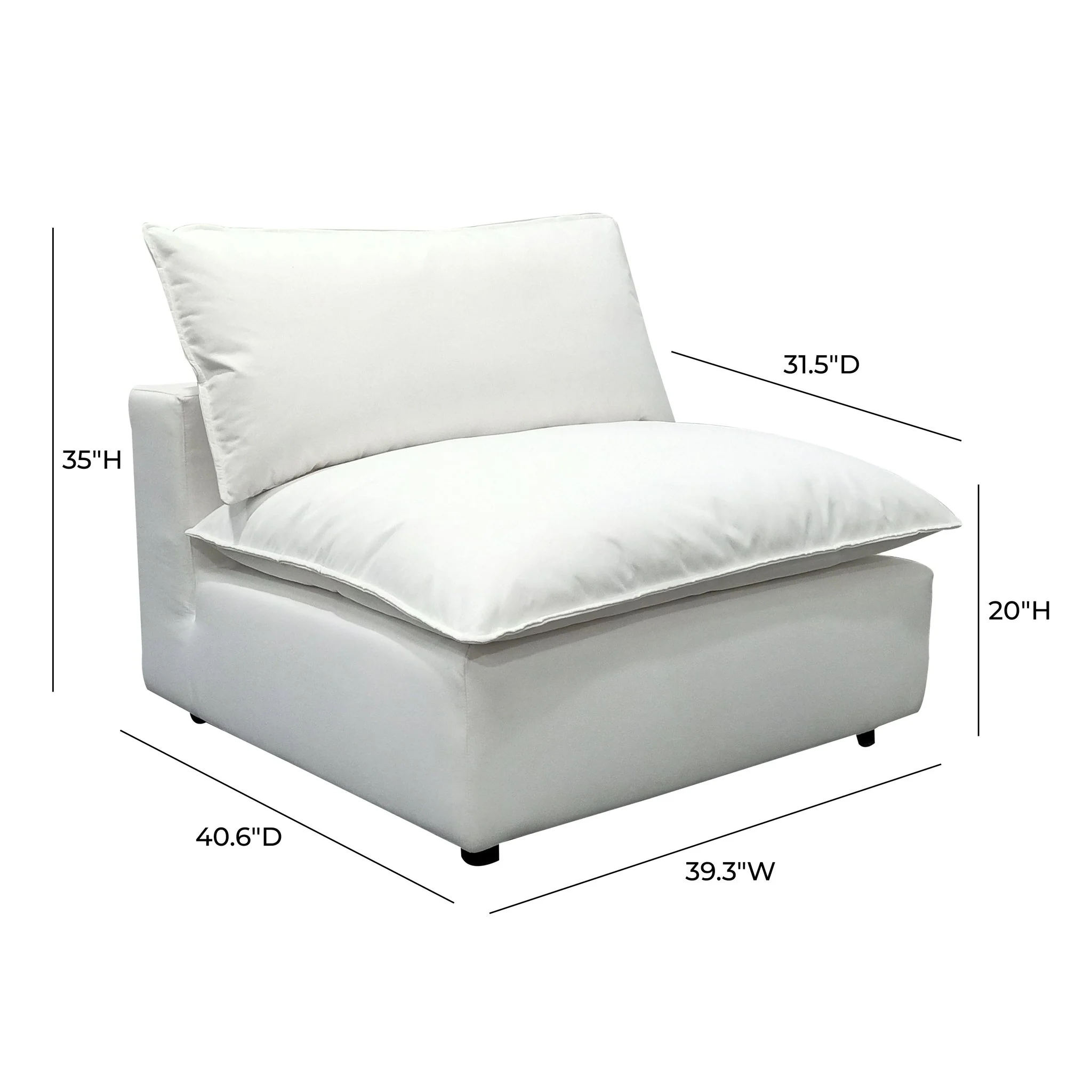 Cali Pearl Performance Fabric Armless Chair - Image 7