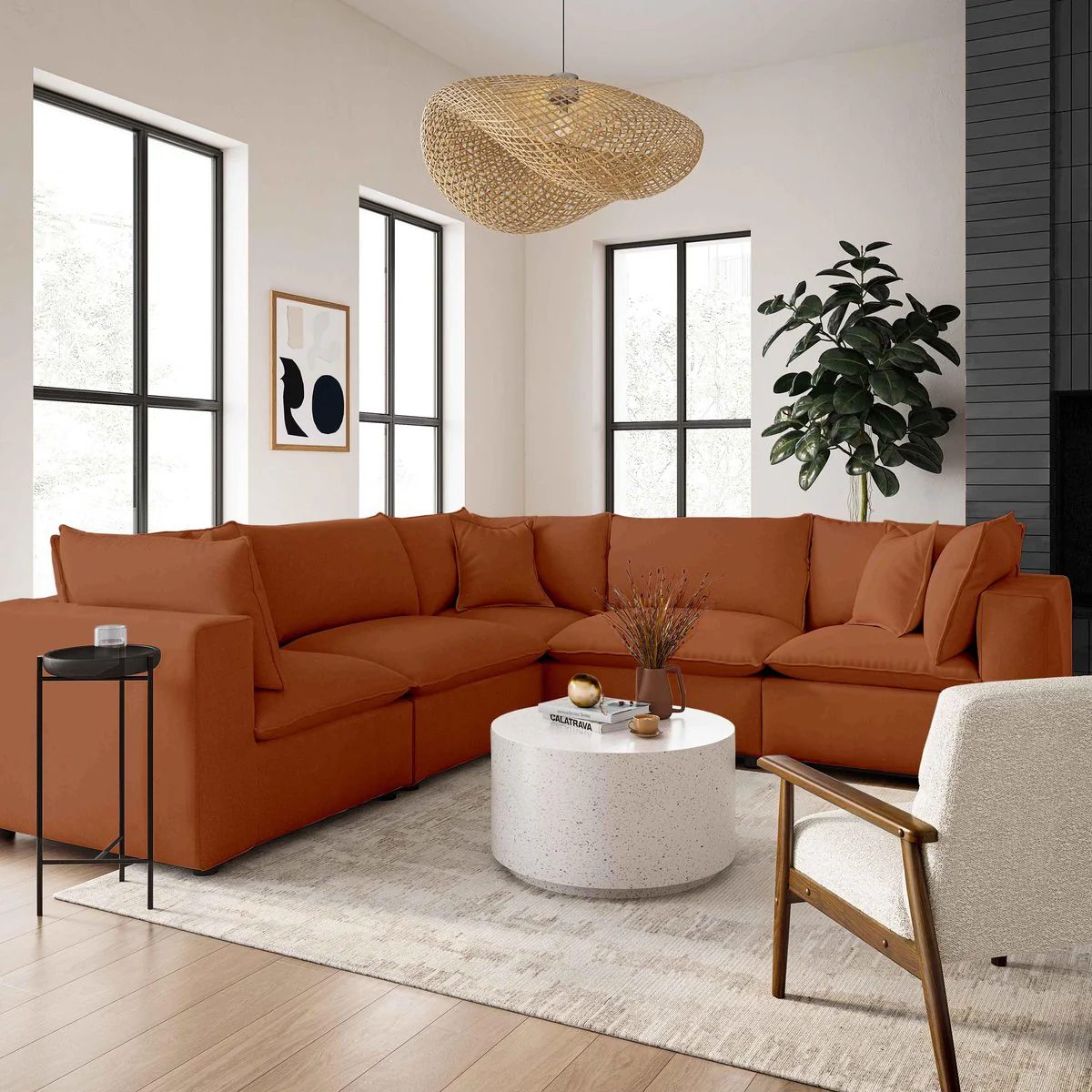 Cali Rust Performance Fabric Armless Chair - Image 7