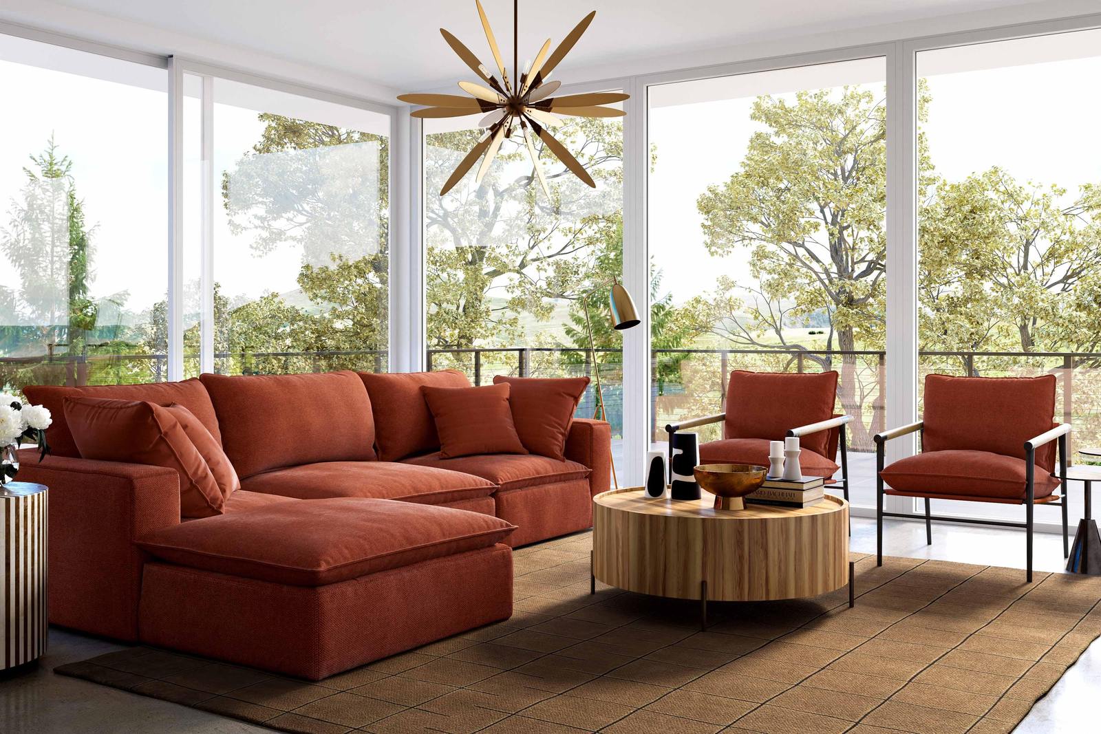 Cali Rust Performance Fabric Corner Chair - Image 2