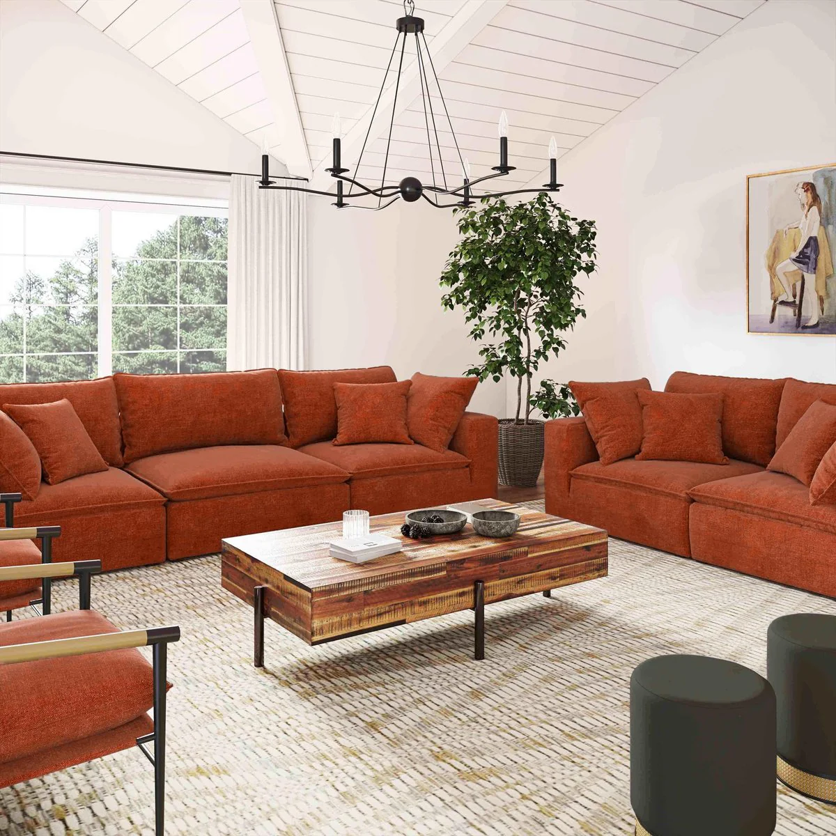 Cali Rust Performance Fabric Modular Loveseat - Image 2