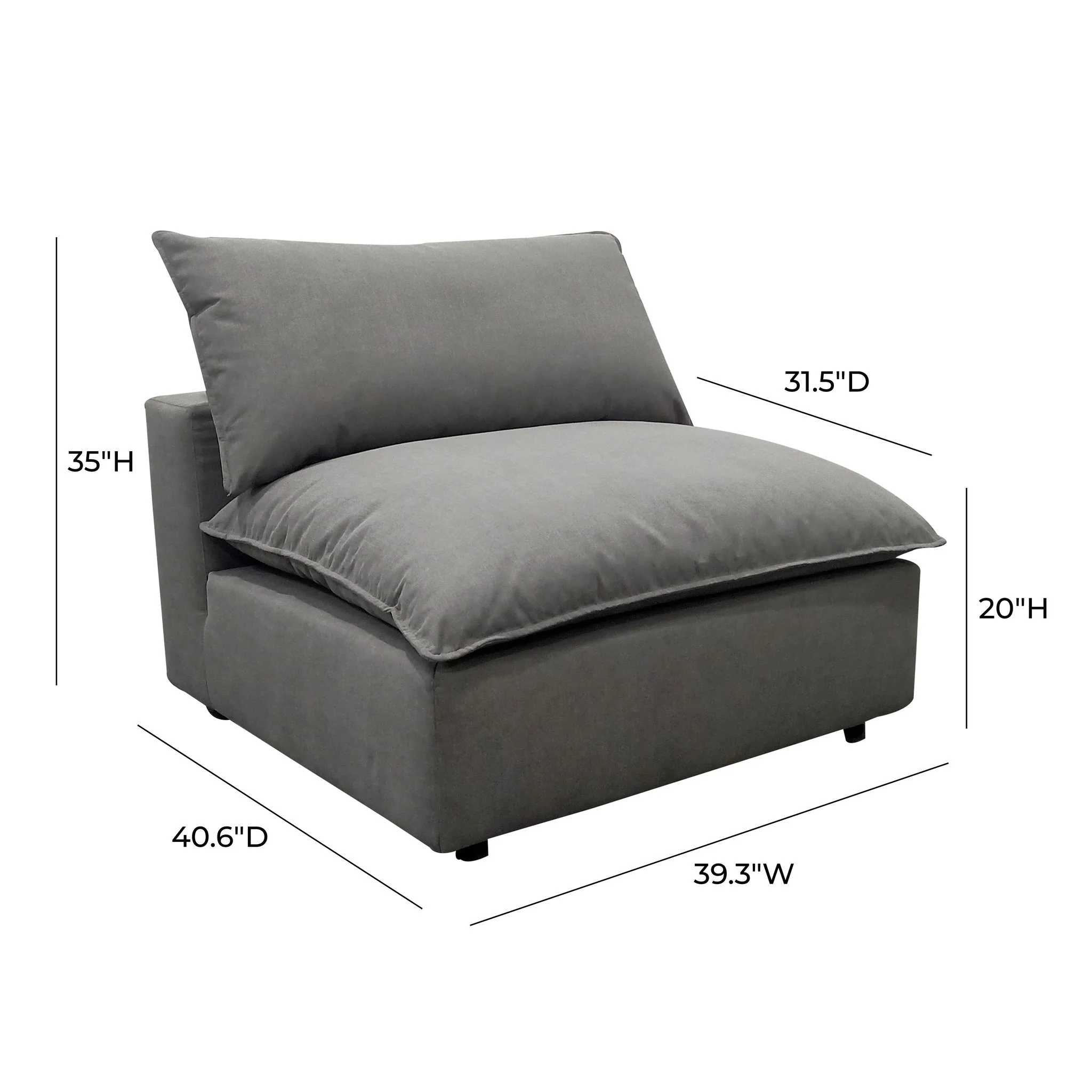 Cali Slate Performance Fabric Armless Chair - Image 6