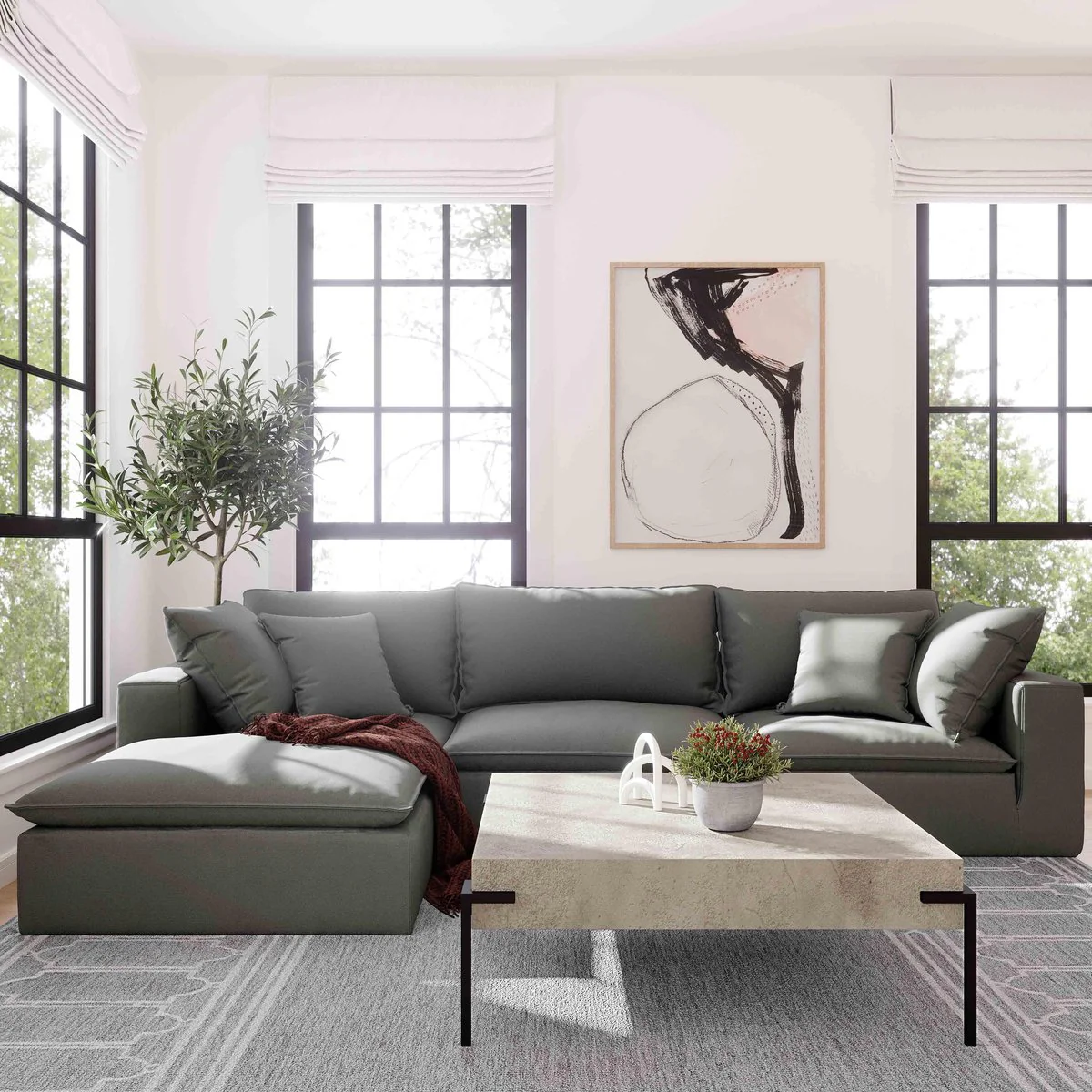 Cali Slate Performance Fabric Corner Chair - Image 8