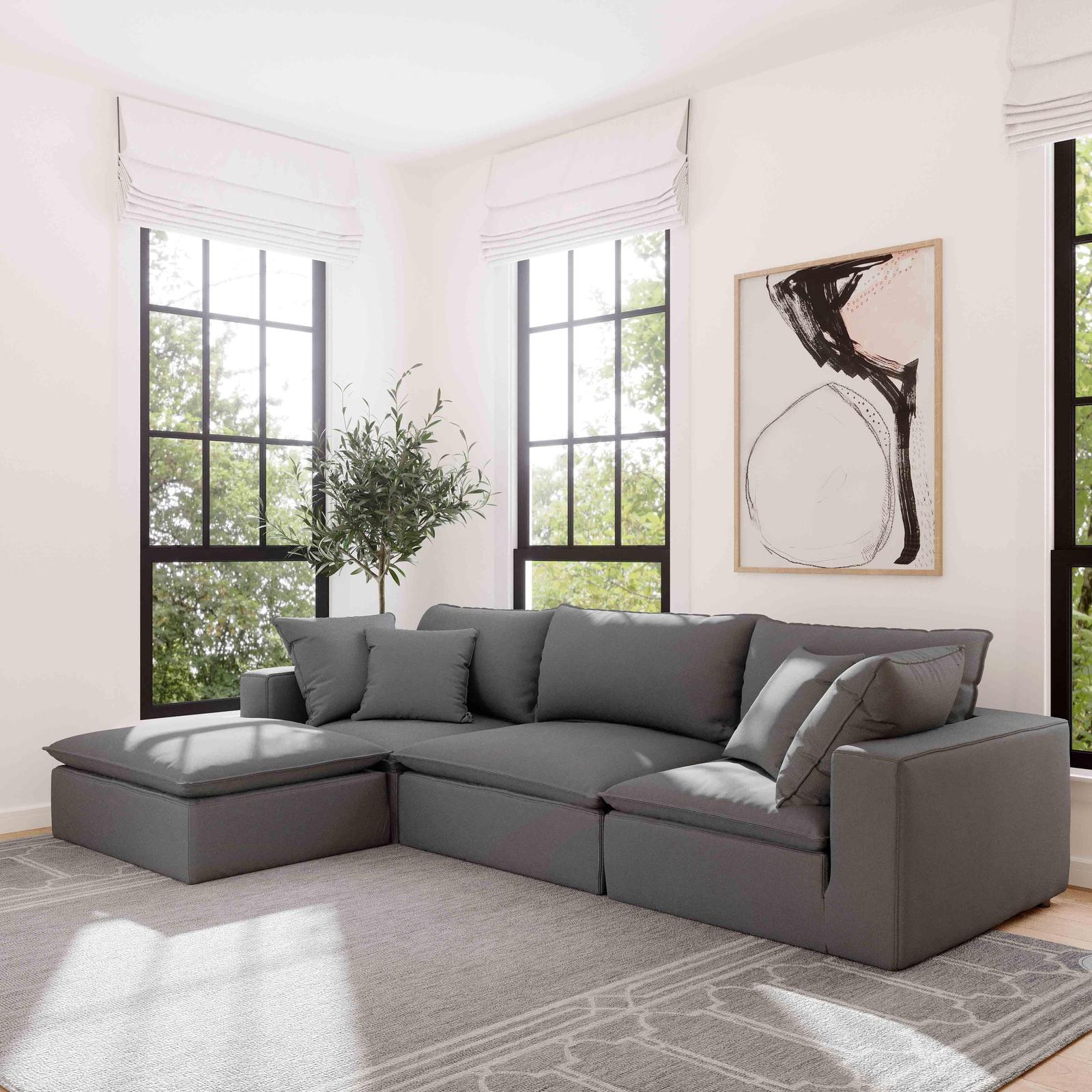 Cali Slate Performance Fabric Ottoman - Image 2