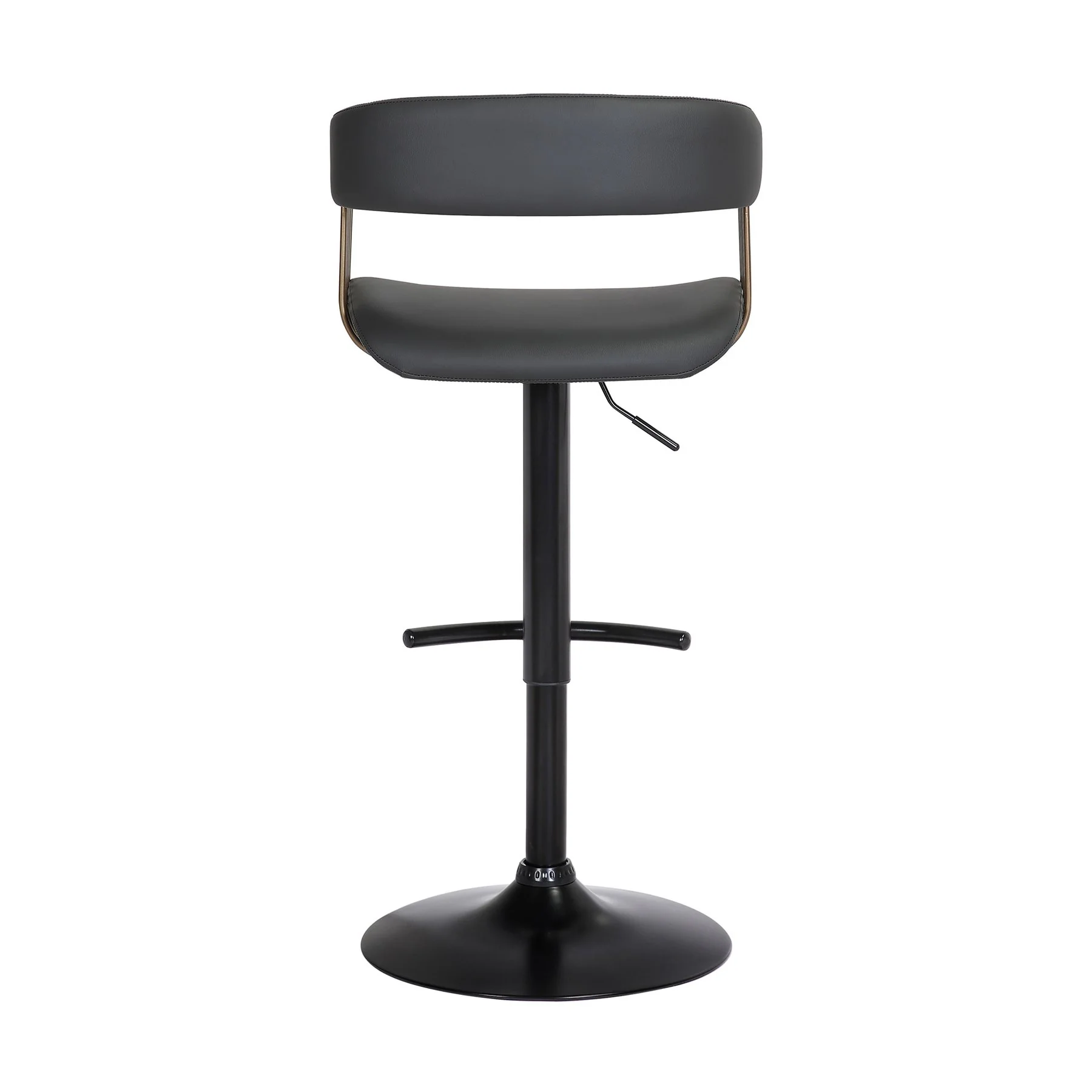 Calista Adjustable Bar Stool in Black Faux Leather with Golden Bronze and Black Metal - Image 5