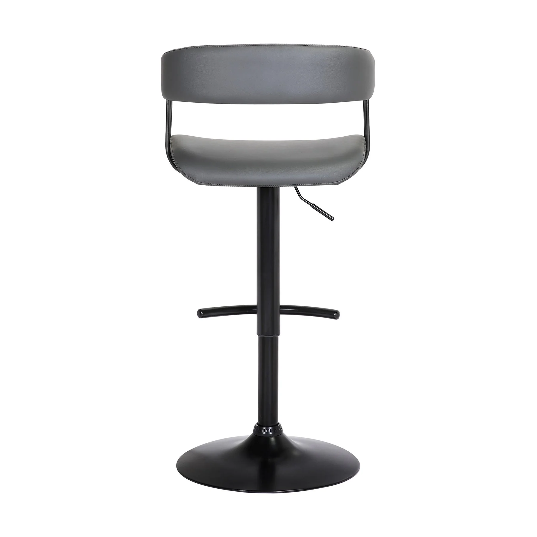 Calista Adjustable Bar Stool in Gray Faux Leather with Black Metal - Image 5