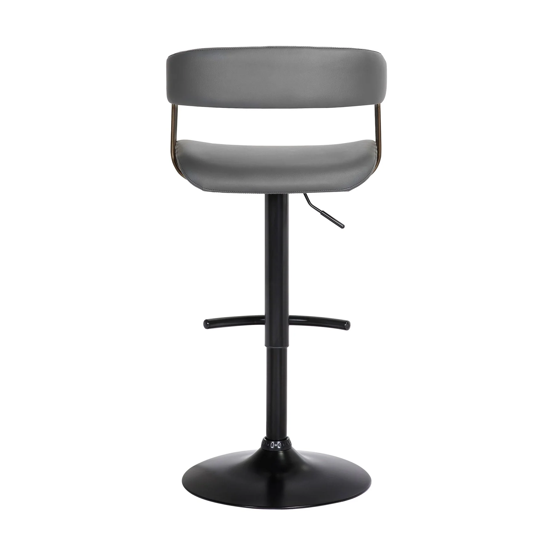Calista Adjustable Bar Stool in Gray Faux Leather with Golden Bronze and Black Metal - Image 5