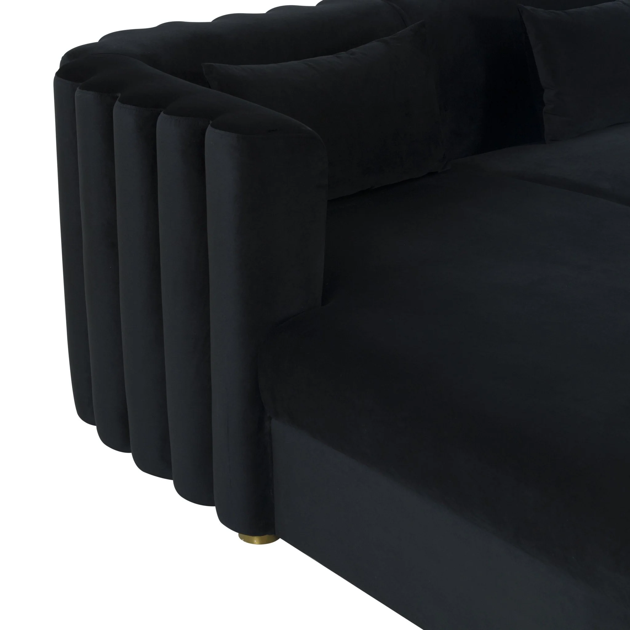 Callie Black Velvet Sectional - LAF - Image 6
