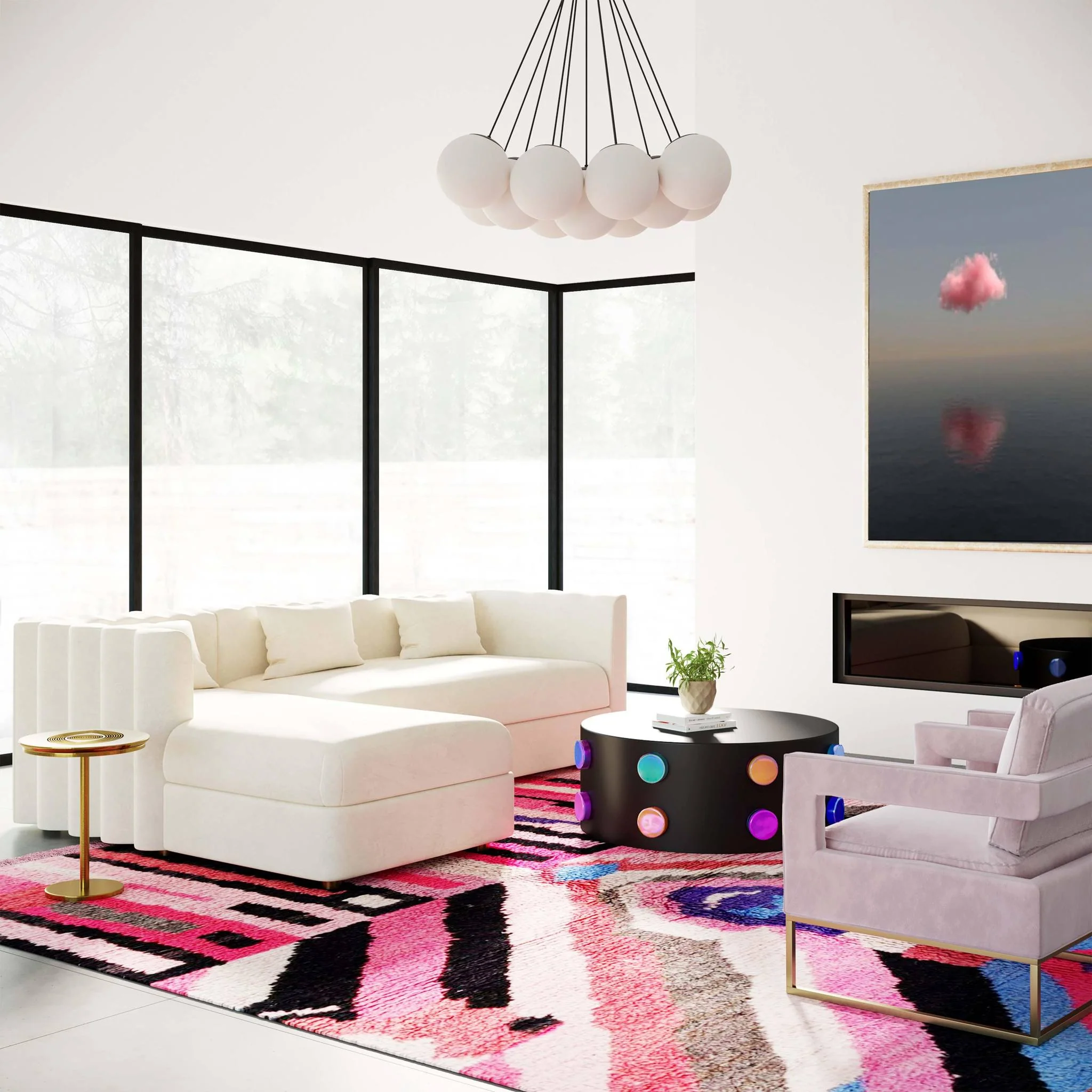 Callie Cream Velvet Sectional - LAF - Image 2
