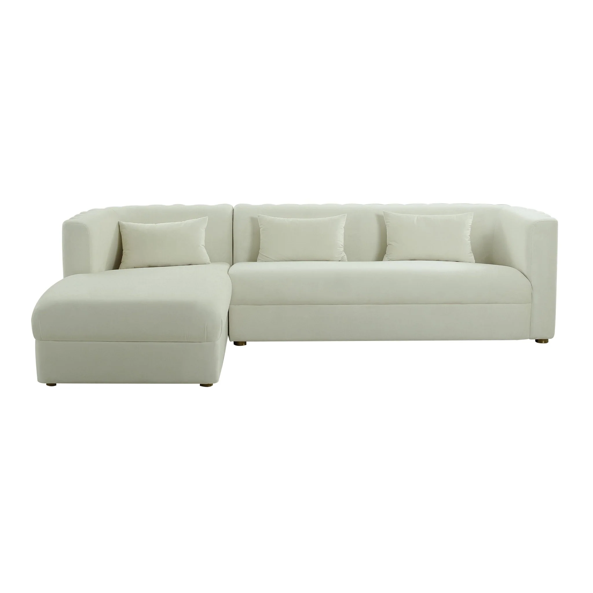 Callie Cream Velvet Sectional - LAF - Image 3