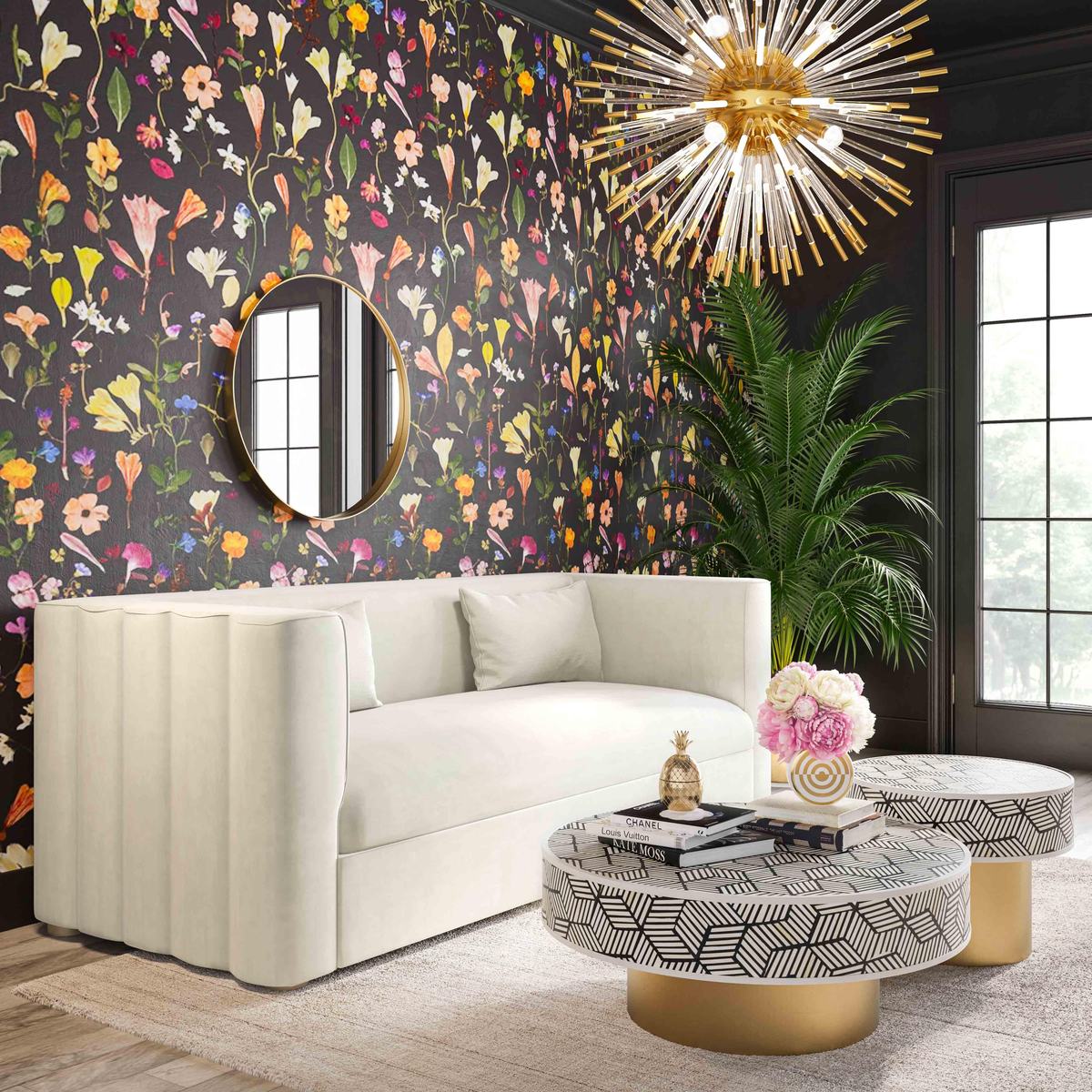 Callie Cream Velvet Sofa - Image 2