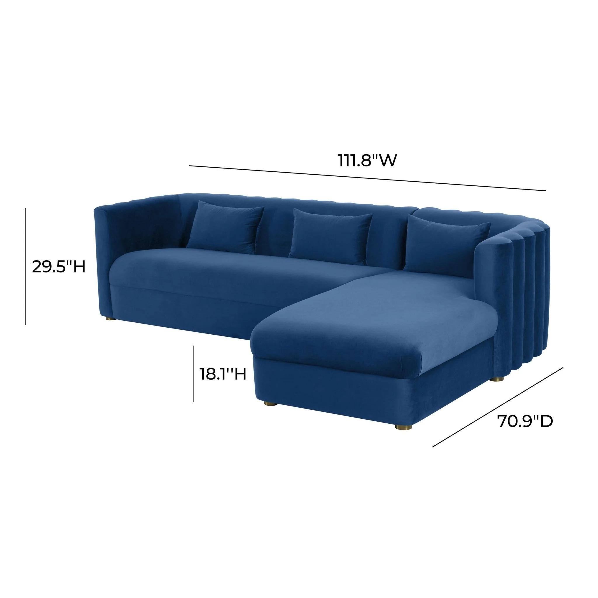 Callie Navy Velvet Sectional - RAF - Image 7
