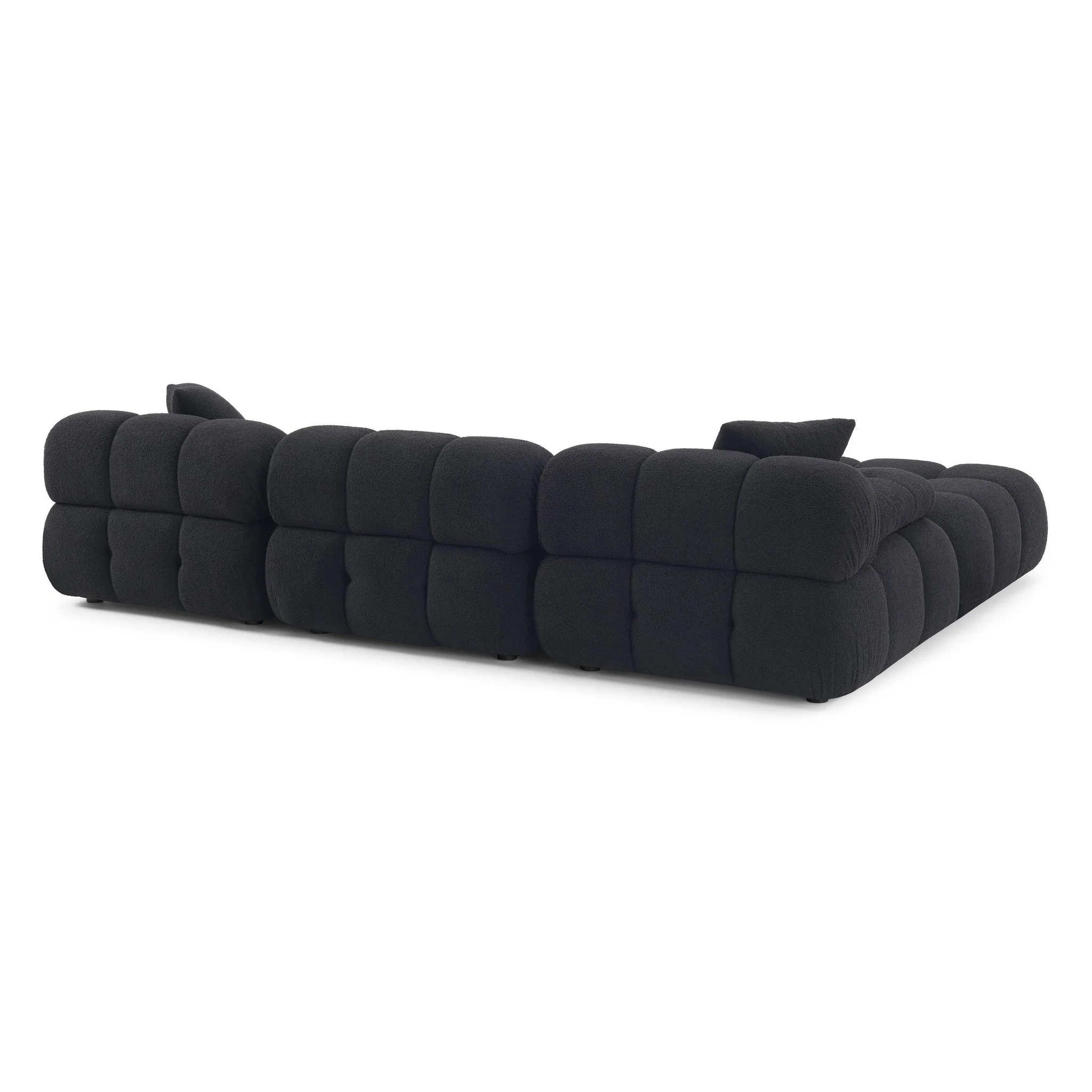 Calliope Black Vegan Shearling 4-piece Modular Sectional - Image 7
