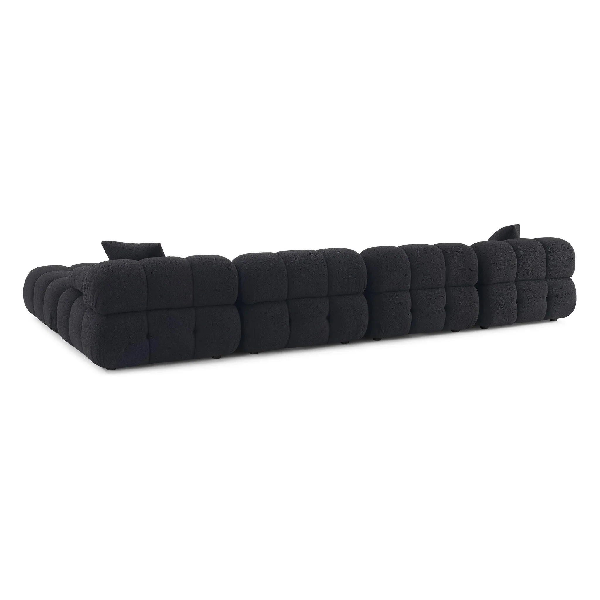 Calliope Black Vegan Shearling 6-piece Modular U-Sectional - Image 4