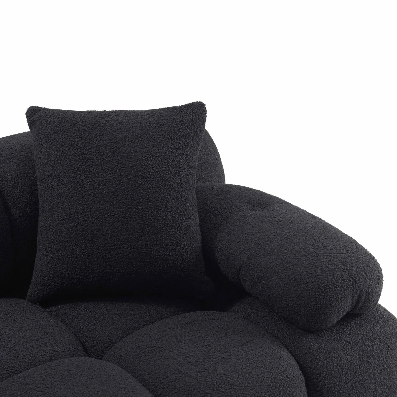 Calliope Black Vegan Shearling 6-piece Modular U-Sectional - Image 6