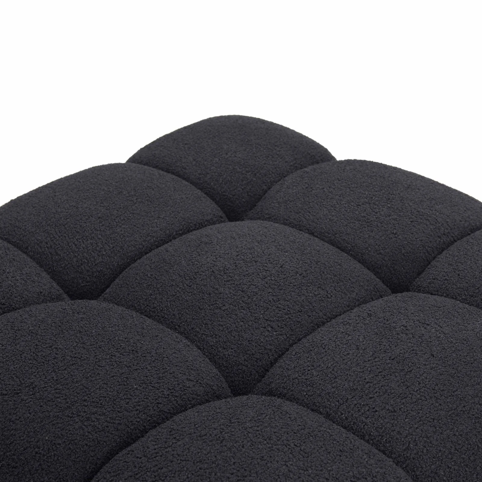 Calliope Black Vegan Shearling Modular Ottoman - Image 4