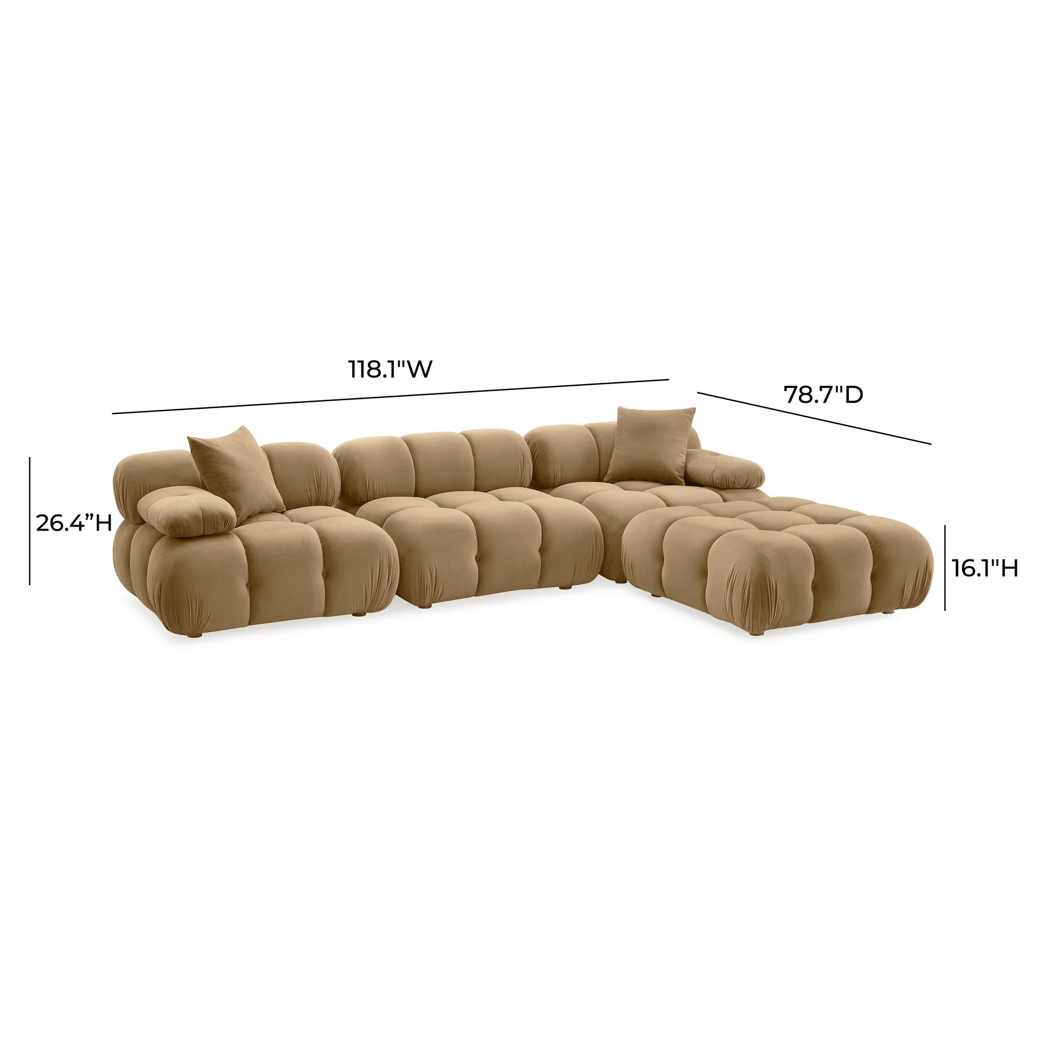 Calliope Cafe Au Lait Performance Velvet 4-piece Modular Sectional - Image 6