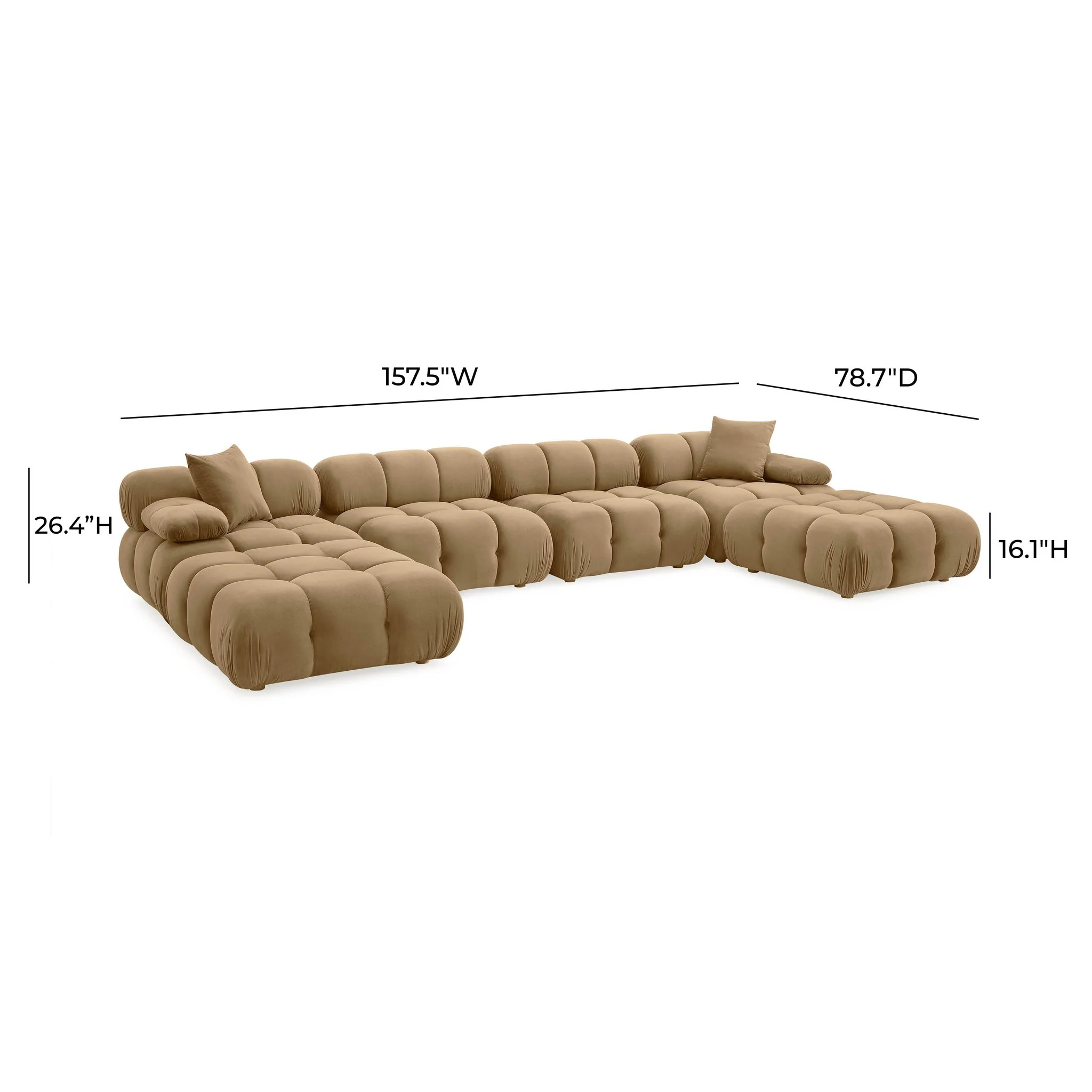 Calliope Cafe Au Lait Performance Velvet 6-piece Modular U-Sectional - Image 6