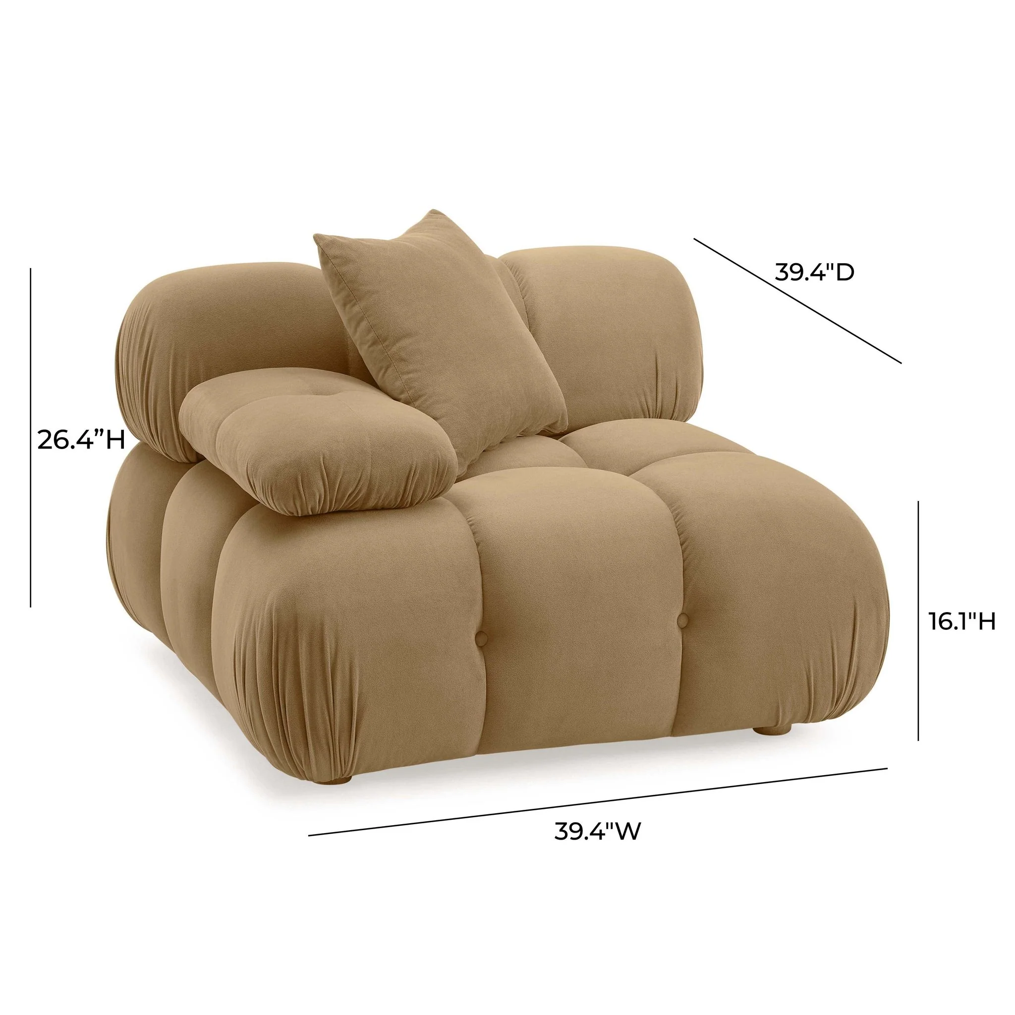Calliope Cafe Au Lait Performance Velvet Modular Corner Chair - Image 5