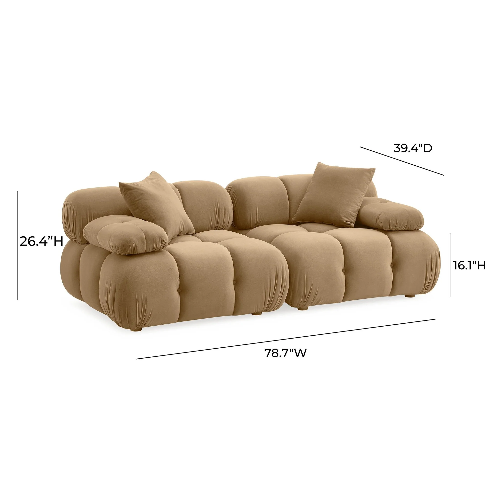 Calliope Cafe Au Lait Performance Velvet Modular Loveseat - Image 6