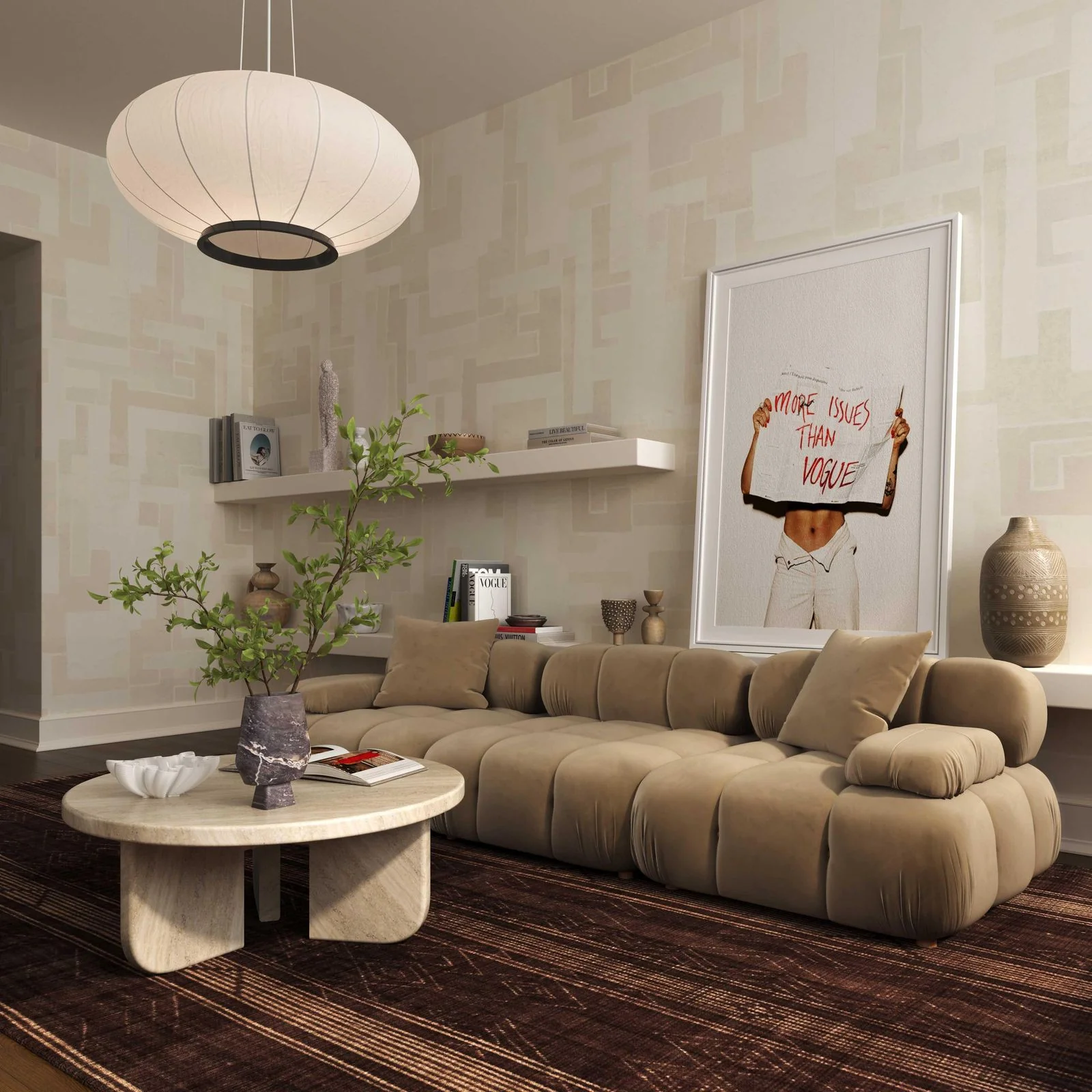 Calliope Cafe Au Lait Performance Velvet Modular Sofa - Image 2