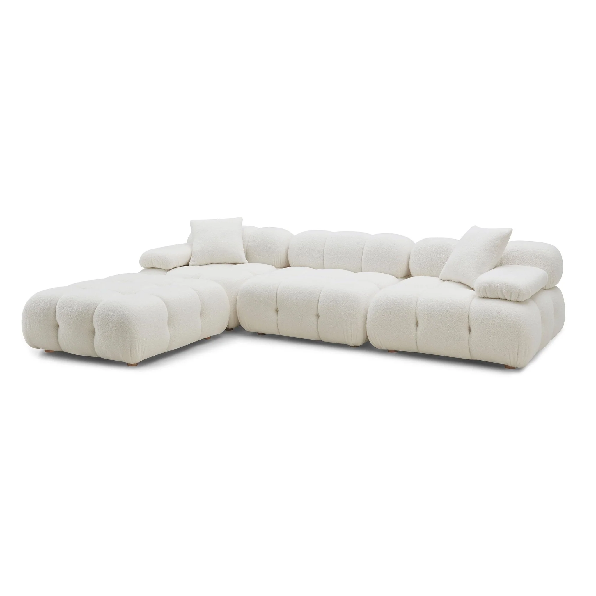 Calliope Cream Vegan Shearling 4-piece Modular Sectional - Image 4