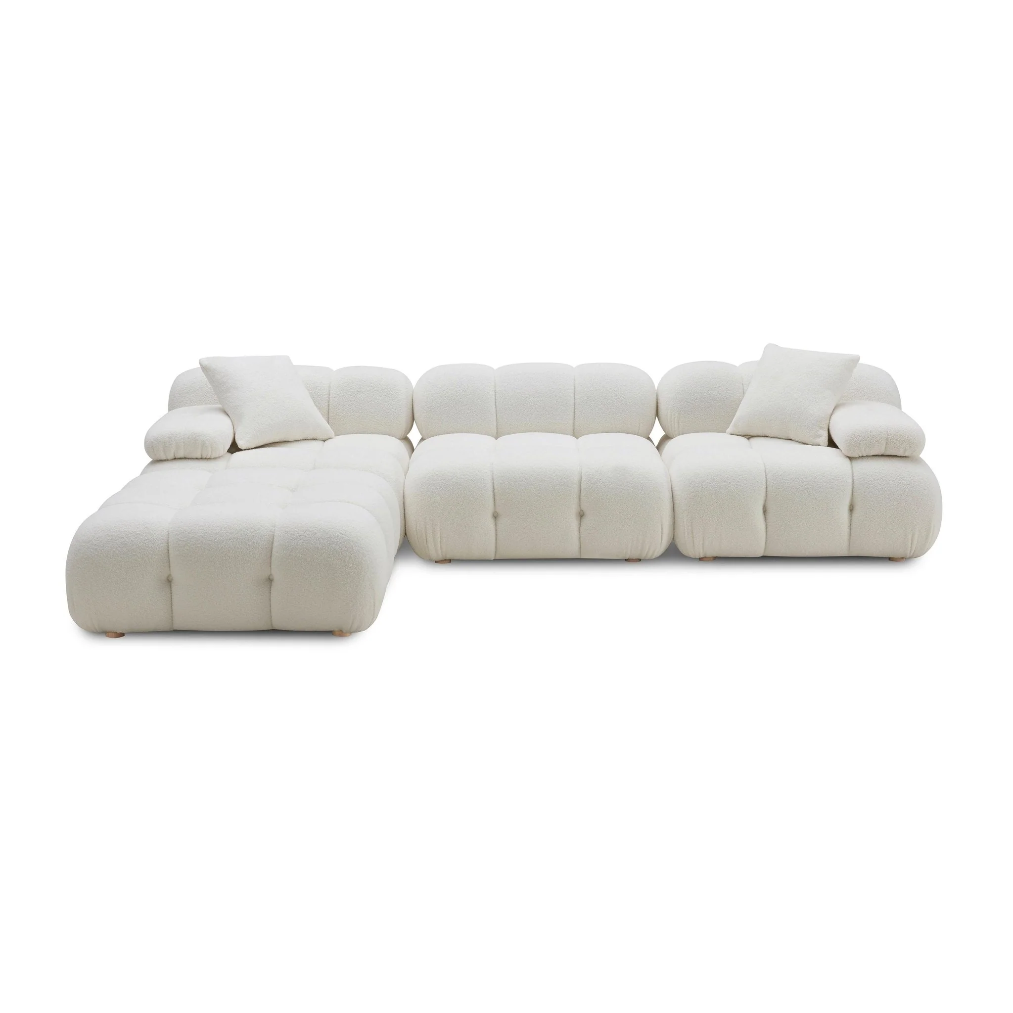 Calliope Cream Vegan Shearling 4-piece Modular Sectional - Image 5