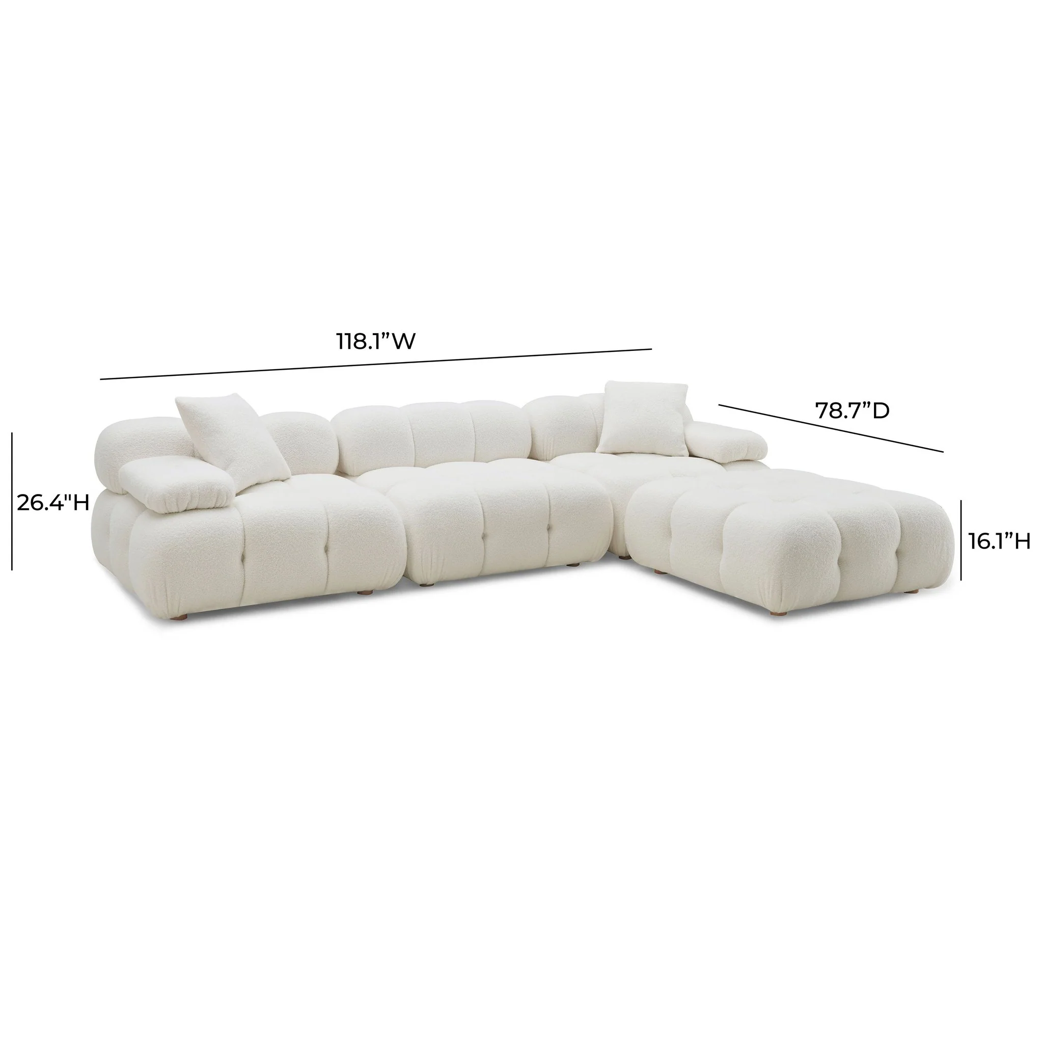 Calliope Cream Vegan Shearling 4-piece Modular Sectional - Image 9