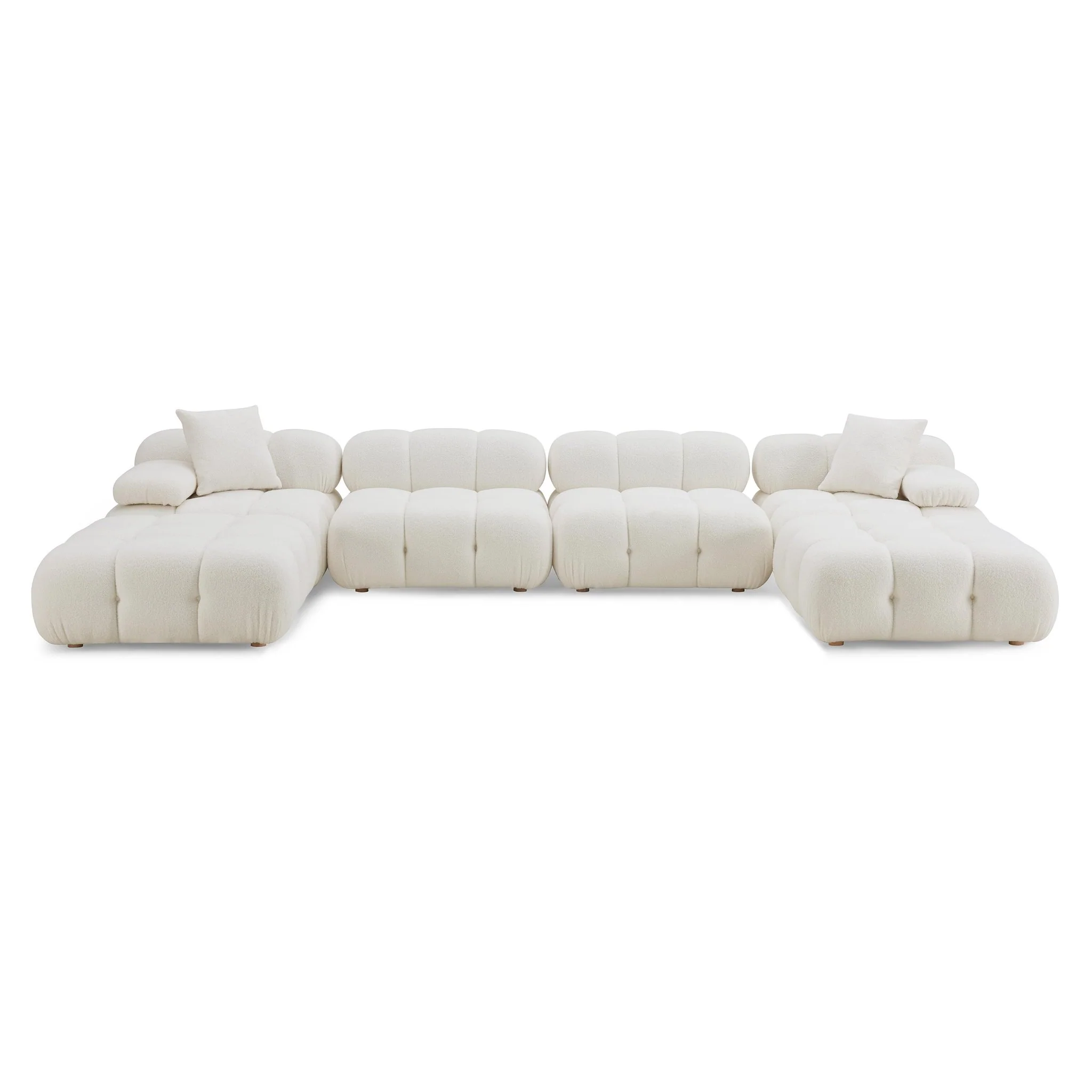 Calliope Cream Vegan Shearling 6-piece Modular U-Sectional - Image 3