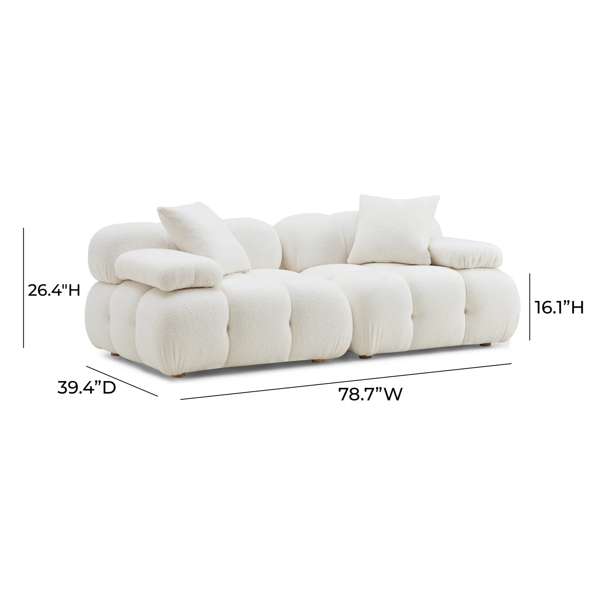 Calliope Cream Vegan Shearling Modular Loveseat - Image 6