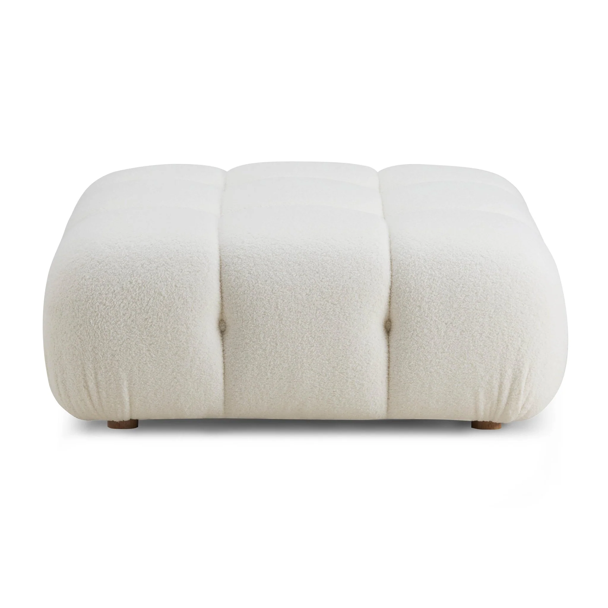 Calliope Cream Vegan Shearling Modular Ottoman - Image 3
