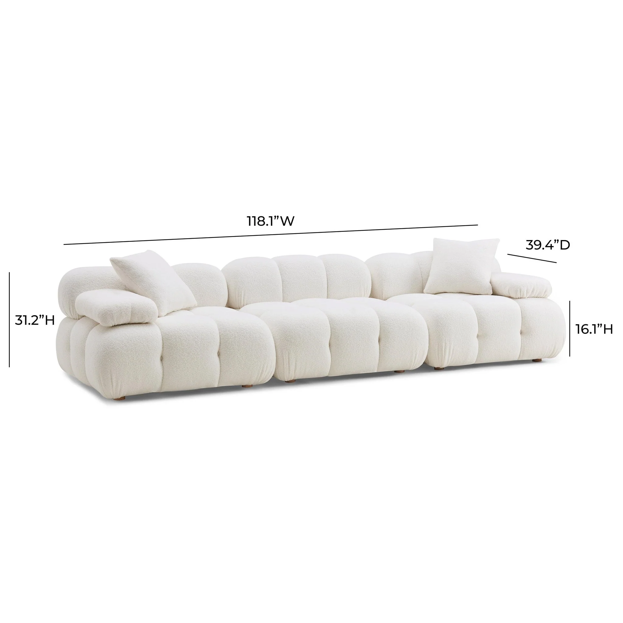 Calliope Cream Vegan Shearling Modular Sofa - Image 8
