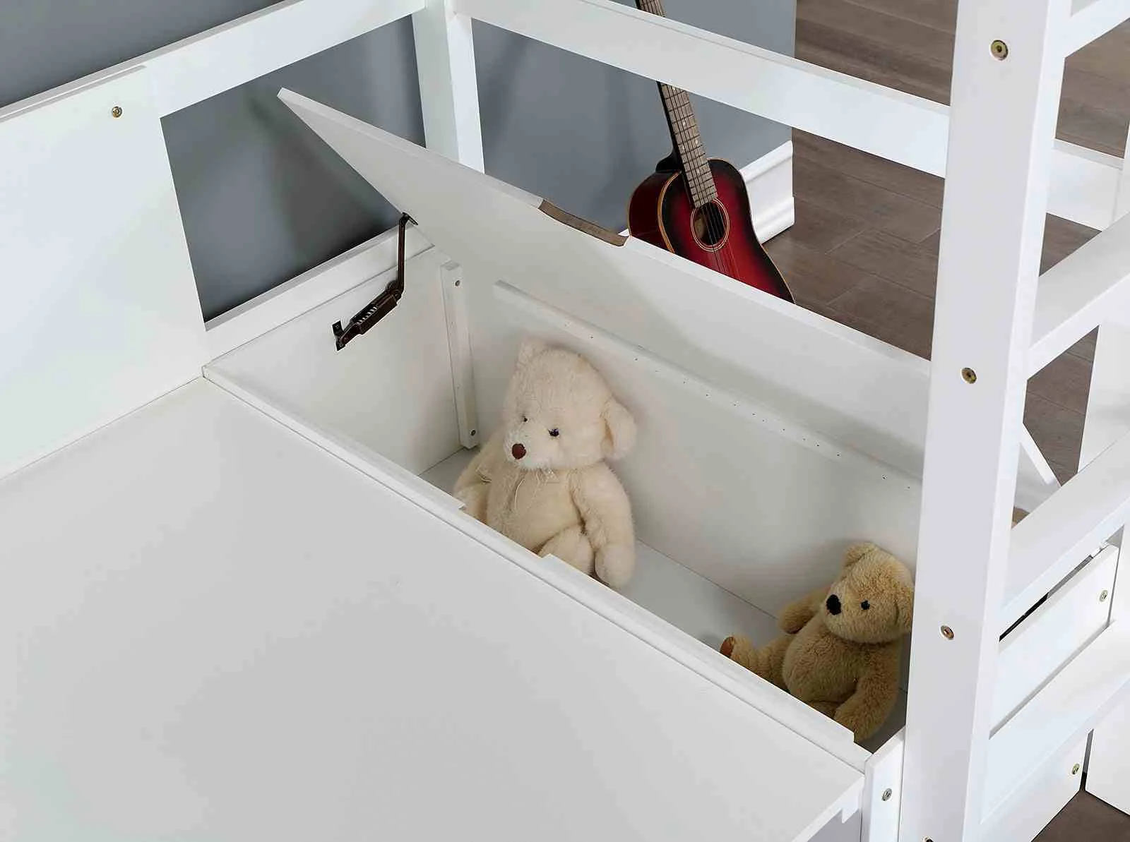Callistus Twin Workstation Loft Bed, White - Image 2