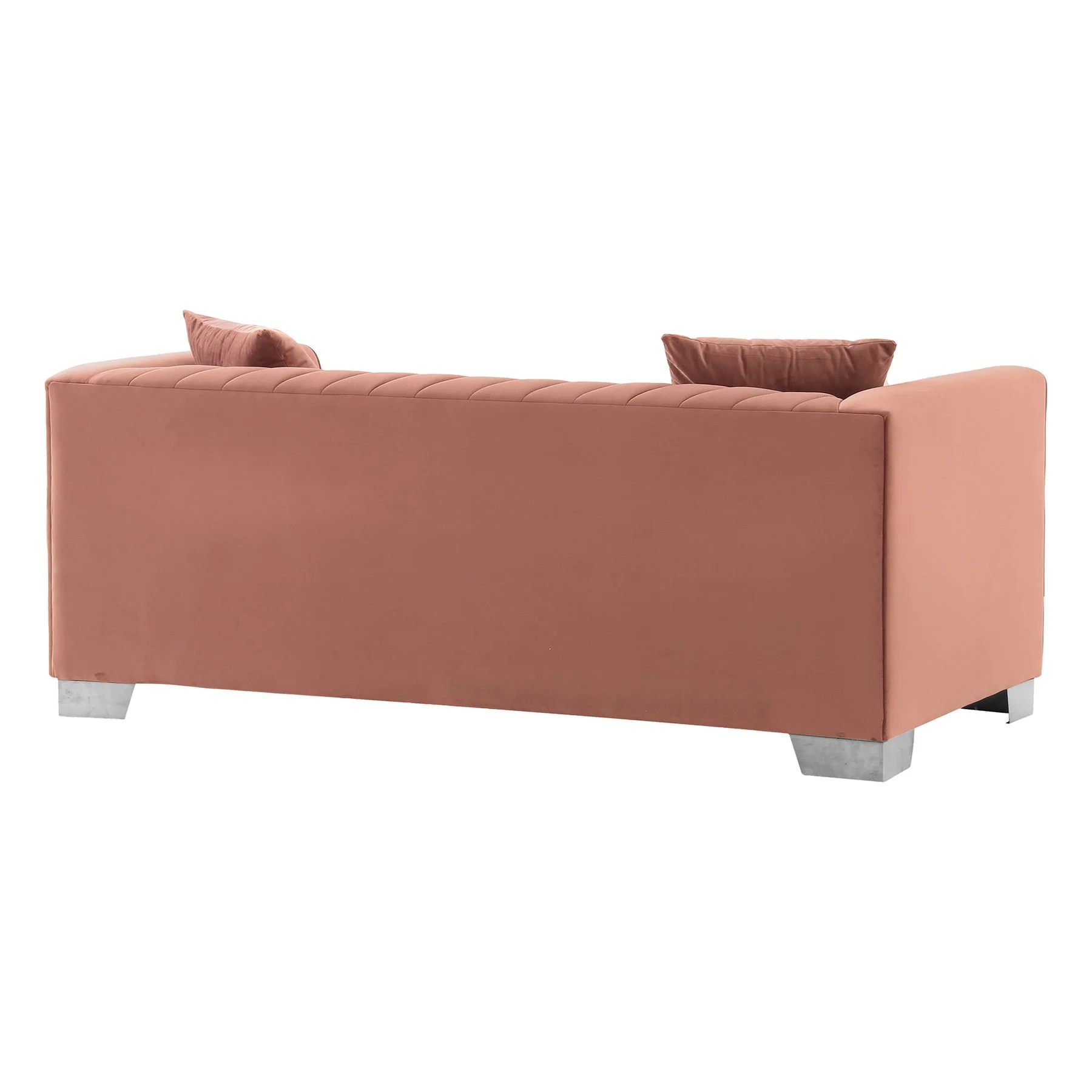 Cambridge Contemporary Loveseat in Brushed Stainless Steel and Blush Velvet - Image 2