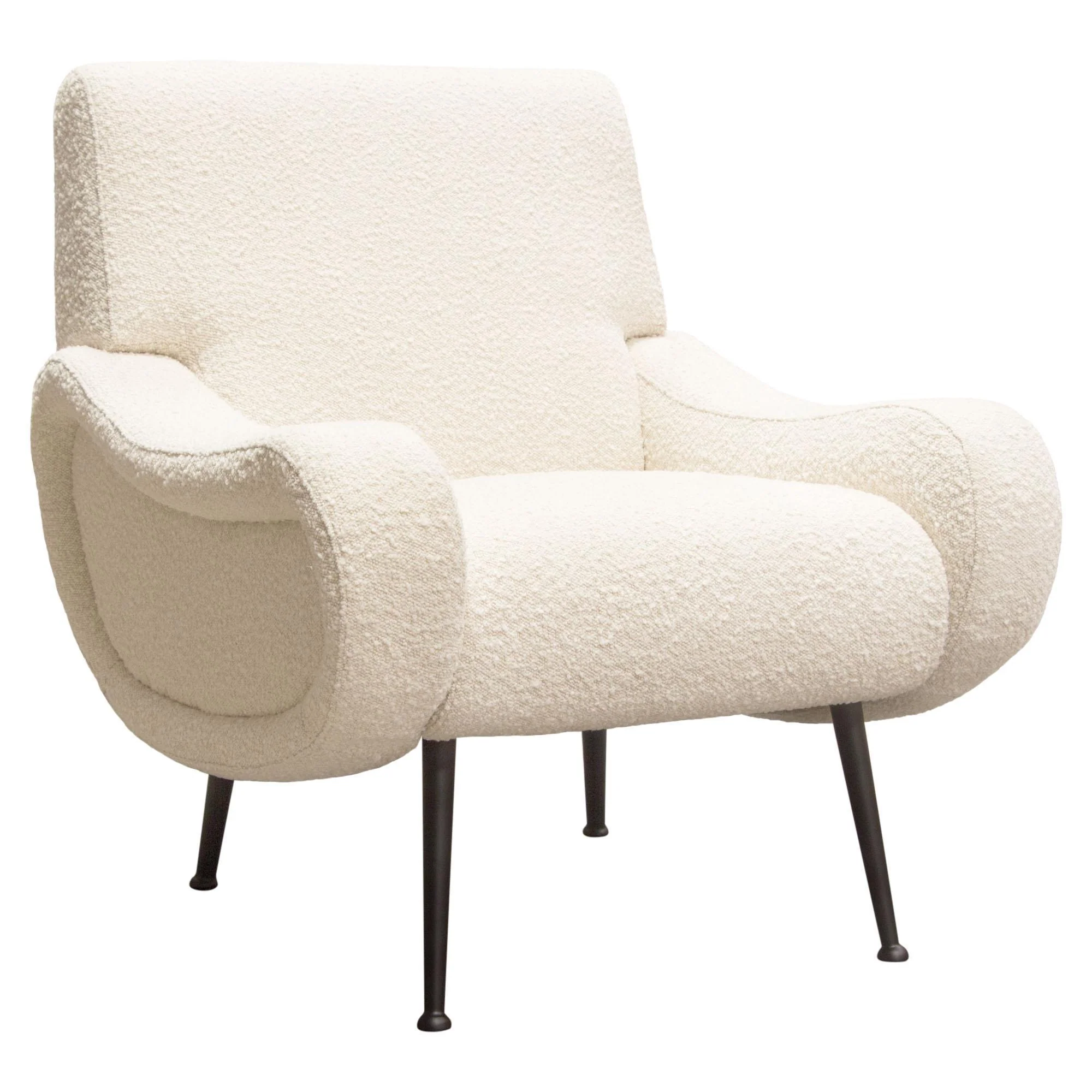 Cameron Accent Chair in Bone Boucle Textured Fabric w/ Black Leg by Diamond Sofa - Image 3