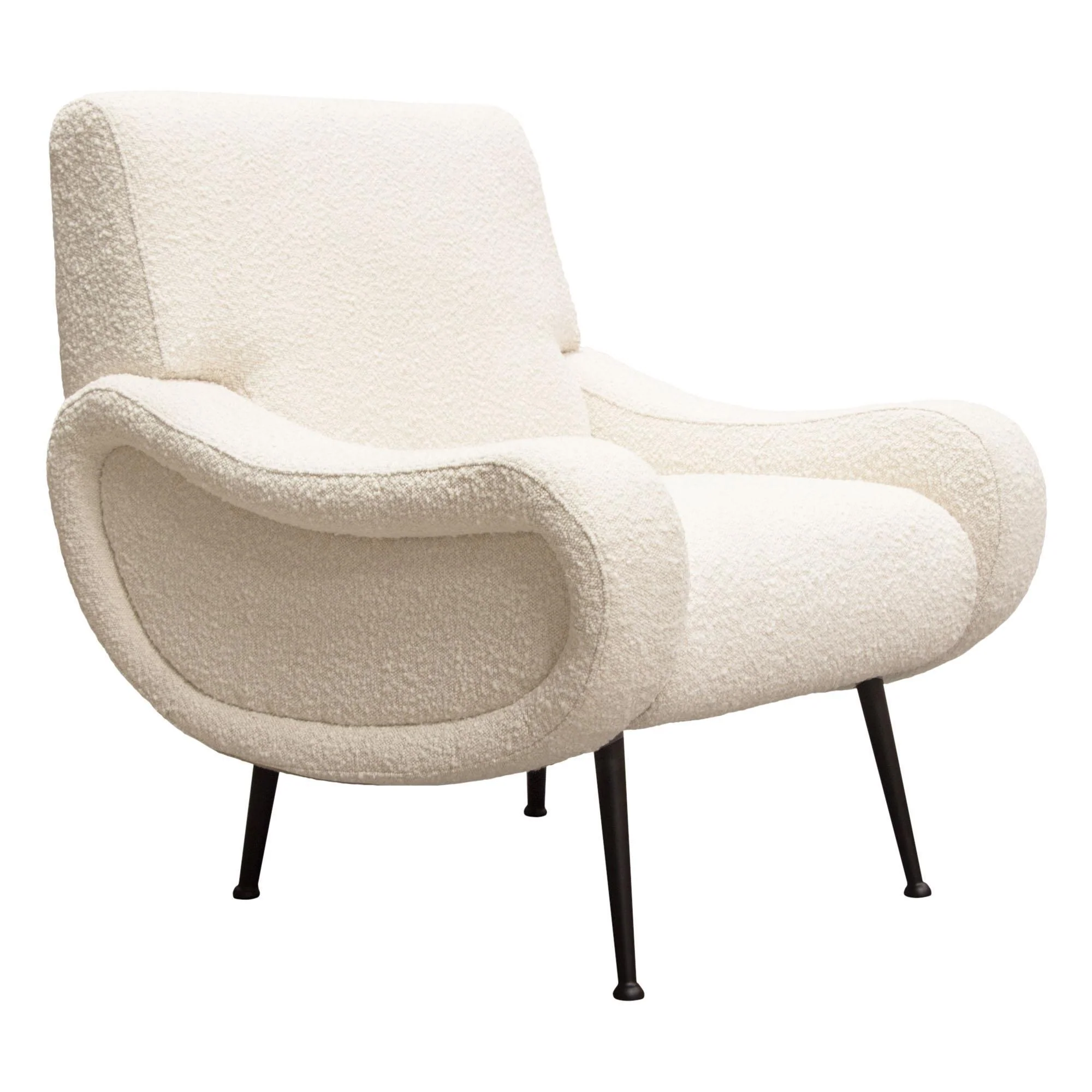 Cameron Accent Chair in Bone Boucle Textured Fabric w/ Black Leg by Diamond Sofa - Image 4