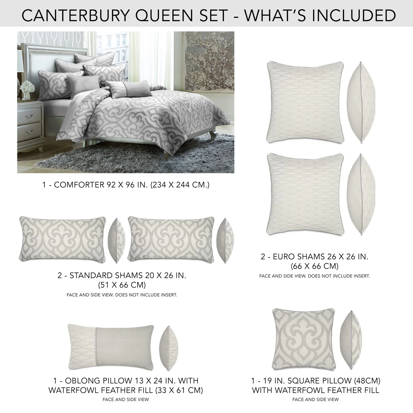Canterbury 7-Piece Queen Comforter Set - Silver - Image 13