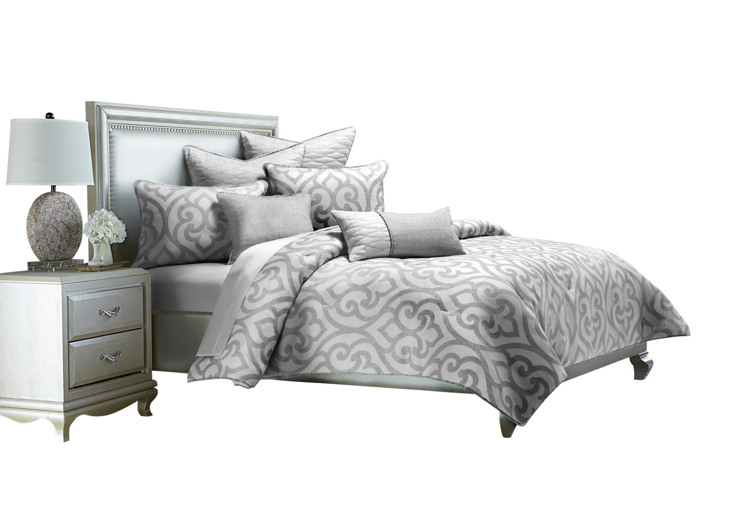 Canterbury 7-Piece Queen Comforter Set - Silver - Image 2