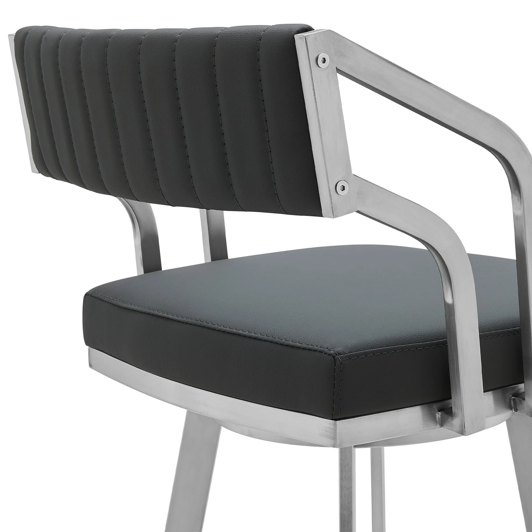 Capri 26" Swivel Modern Metal and Slate Gray Faux Leather Bar and Counter Stool - Image 5
