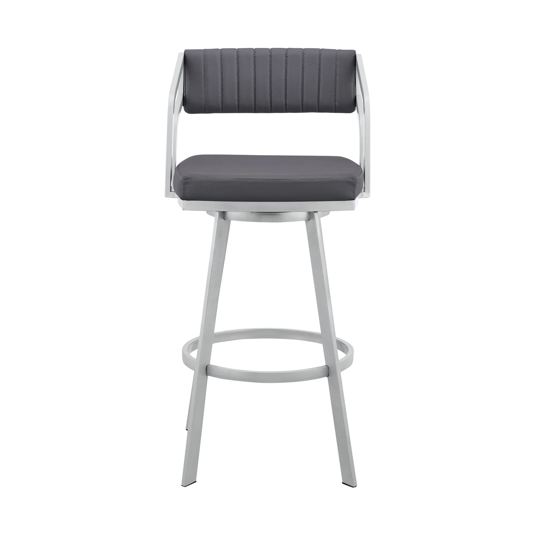 Capri 30" Swivel Slate Gray Faux Leather and Silver Metal Bar Stool - Image 2